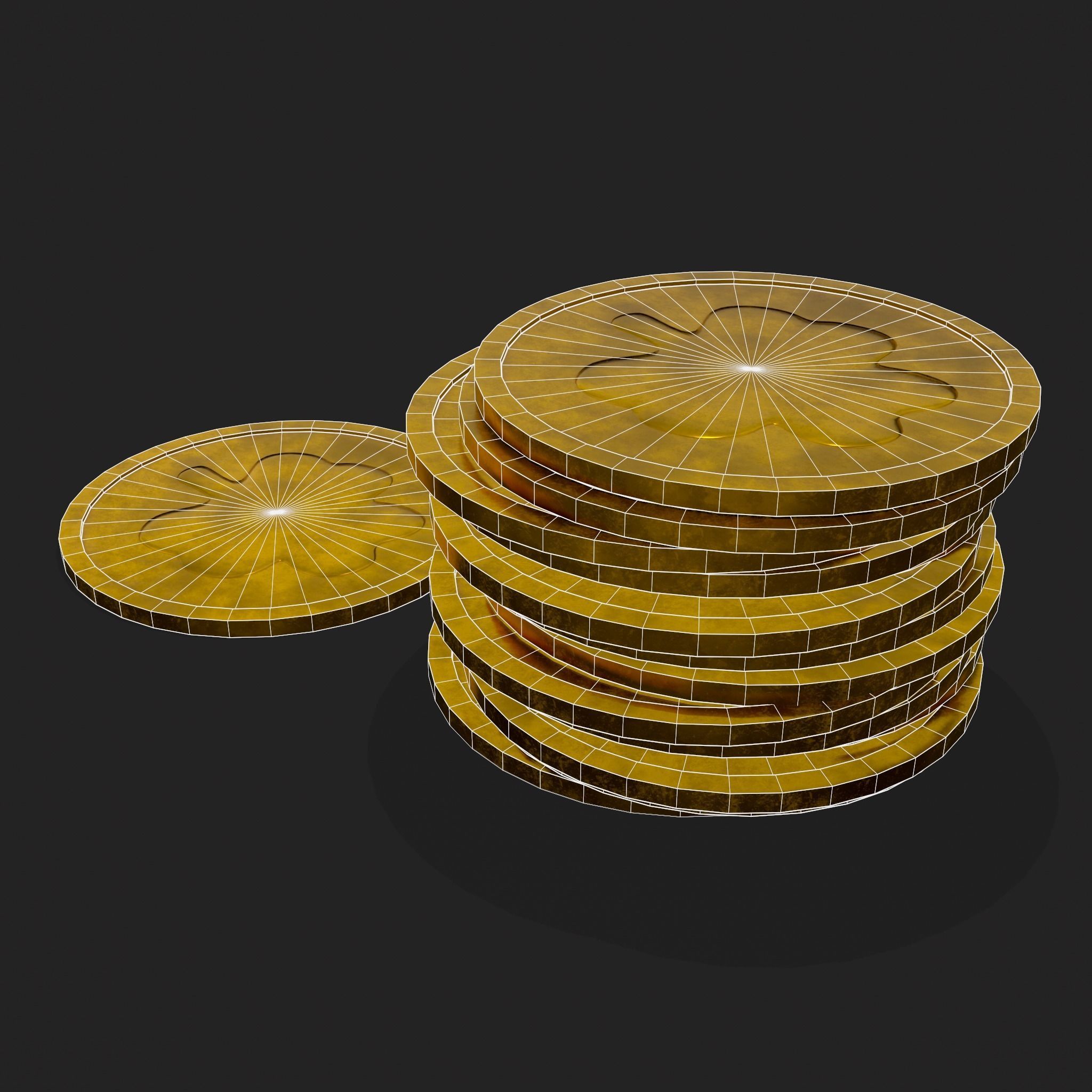Lucky Gold Coin  Low-poly 3D model_16