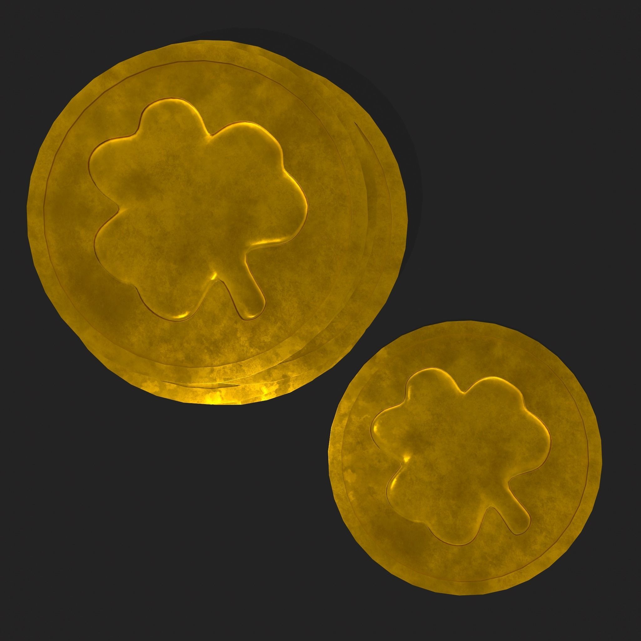 Lucky Gold Coin  Low-poly 3D model_7