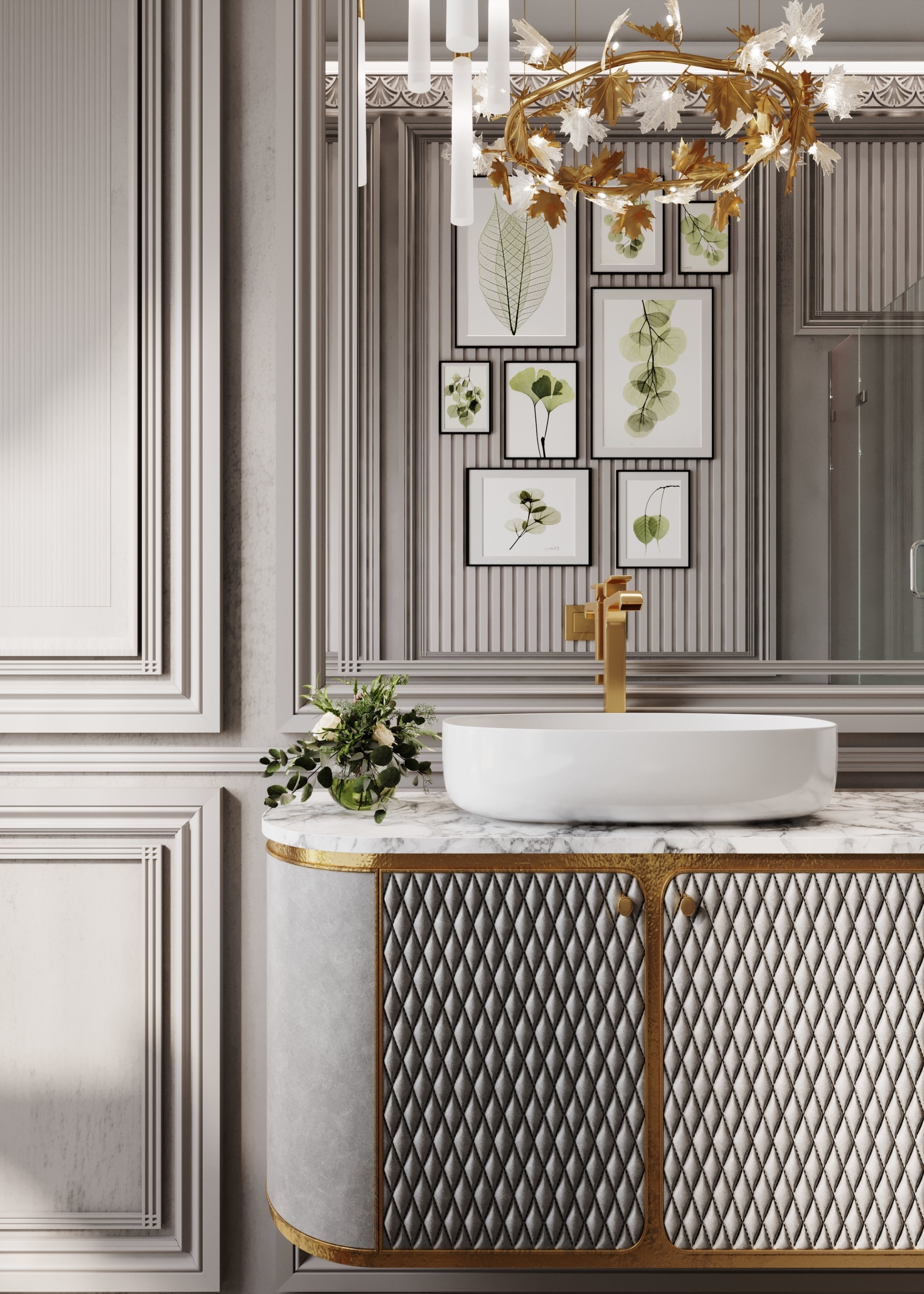 Bathroom luxury with gold accents 3D model_1