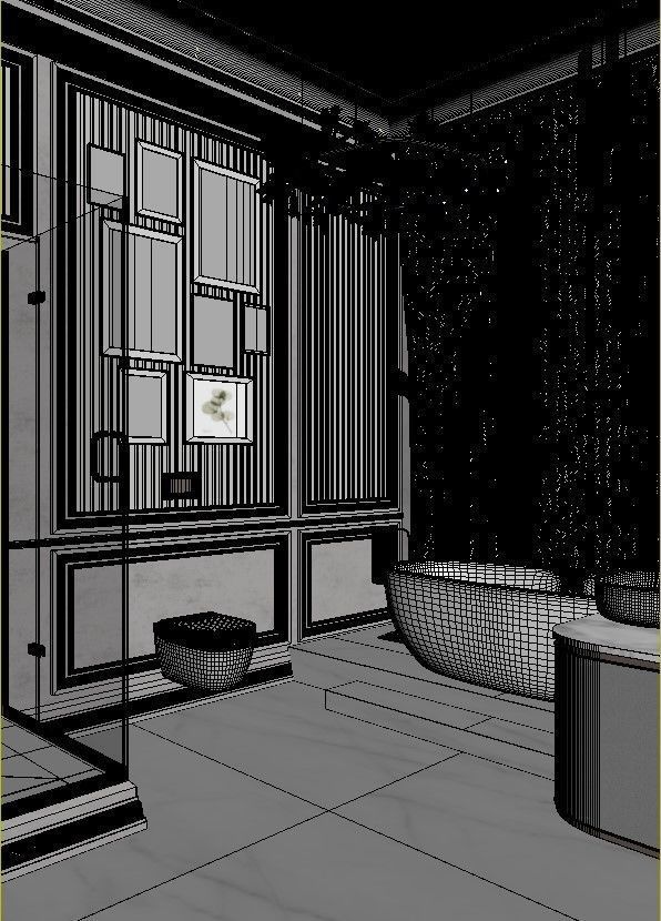 Bathroom luxury with gold accents 3D model_19