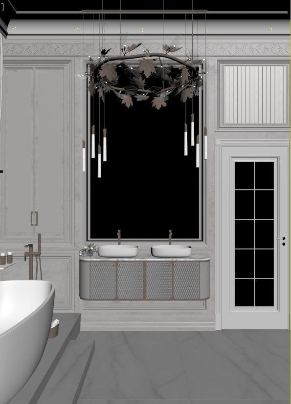 Bathroom luxury with gold accents 3D model_11