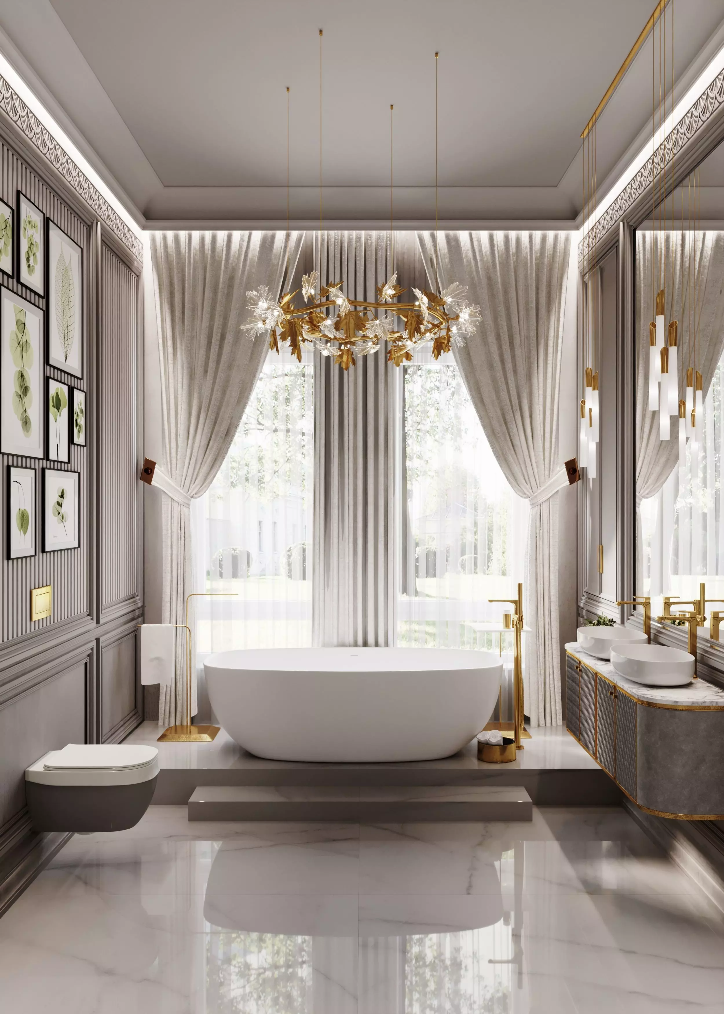 Bathroom luxury with gold accents 3D model_0