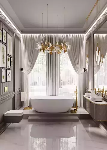 Bathroom luxury with gold accents