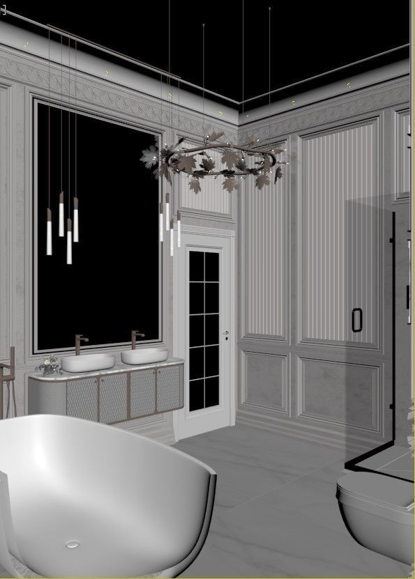 Bathroom luxury with gold accents 3D model_9