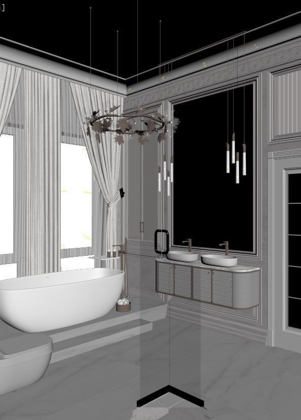 Bathroom luxury with gold accents 3D model_8