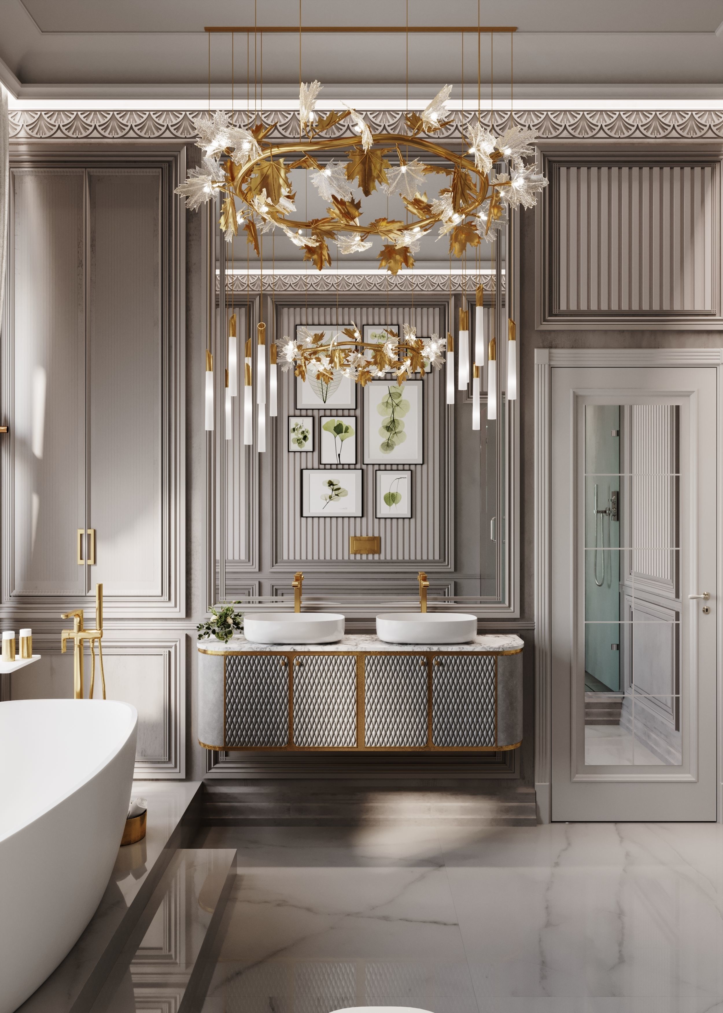 Bathroom luxury with gold accents 3D model_5