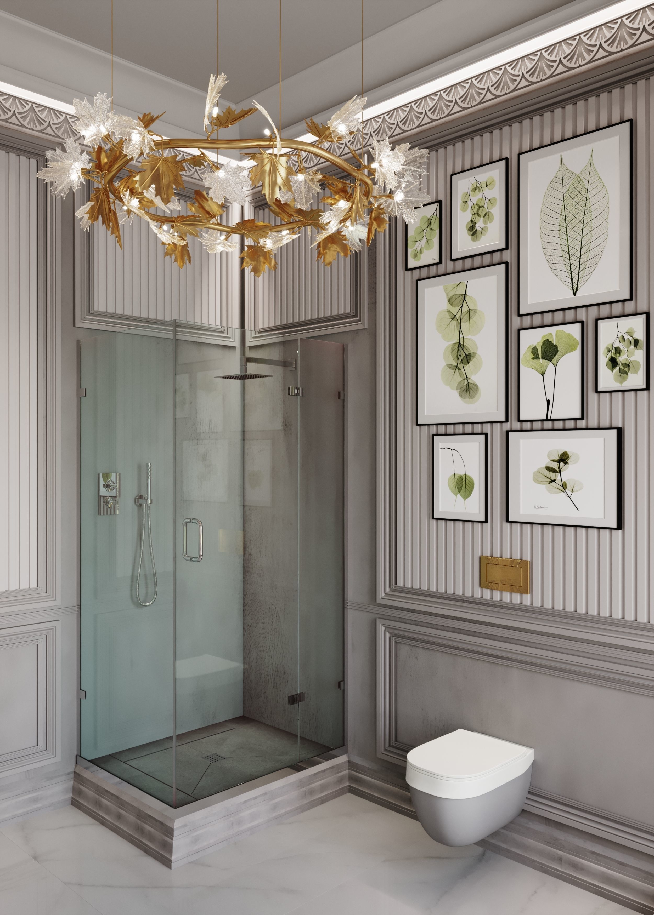 Bathroom luxury with gold accents 3D model_4