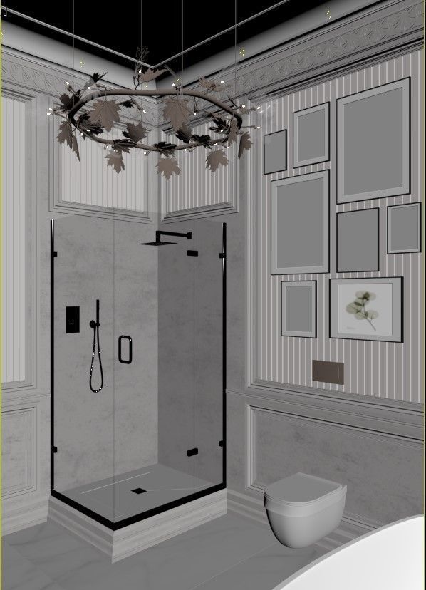 Bathroom luxury with gold accents 3D model_10