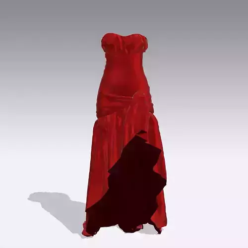 DRESS SATIN RED ASYMETRIC MODERN DRAPED WOMAN FASHION