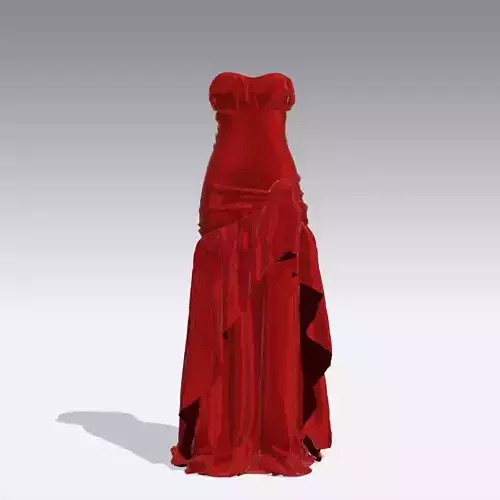 LONG DRESS SATIN RED ASYMETRIC MODERN DRAPED WOMAN FASHION