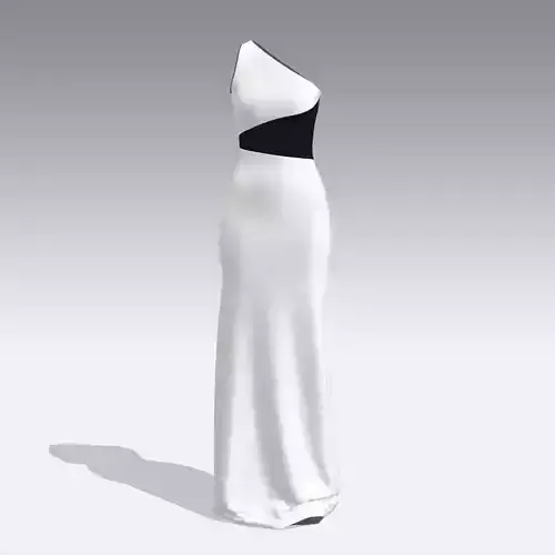 DRESS ONE SHOULDER COLOR BLOCK BLACK AND WHITE LOOK