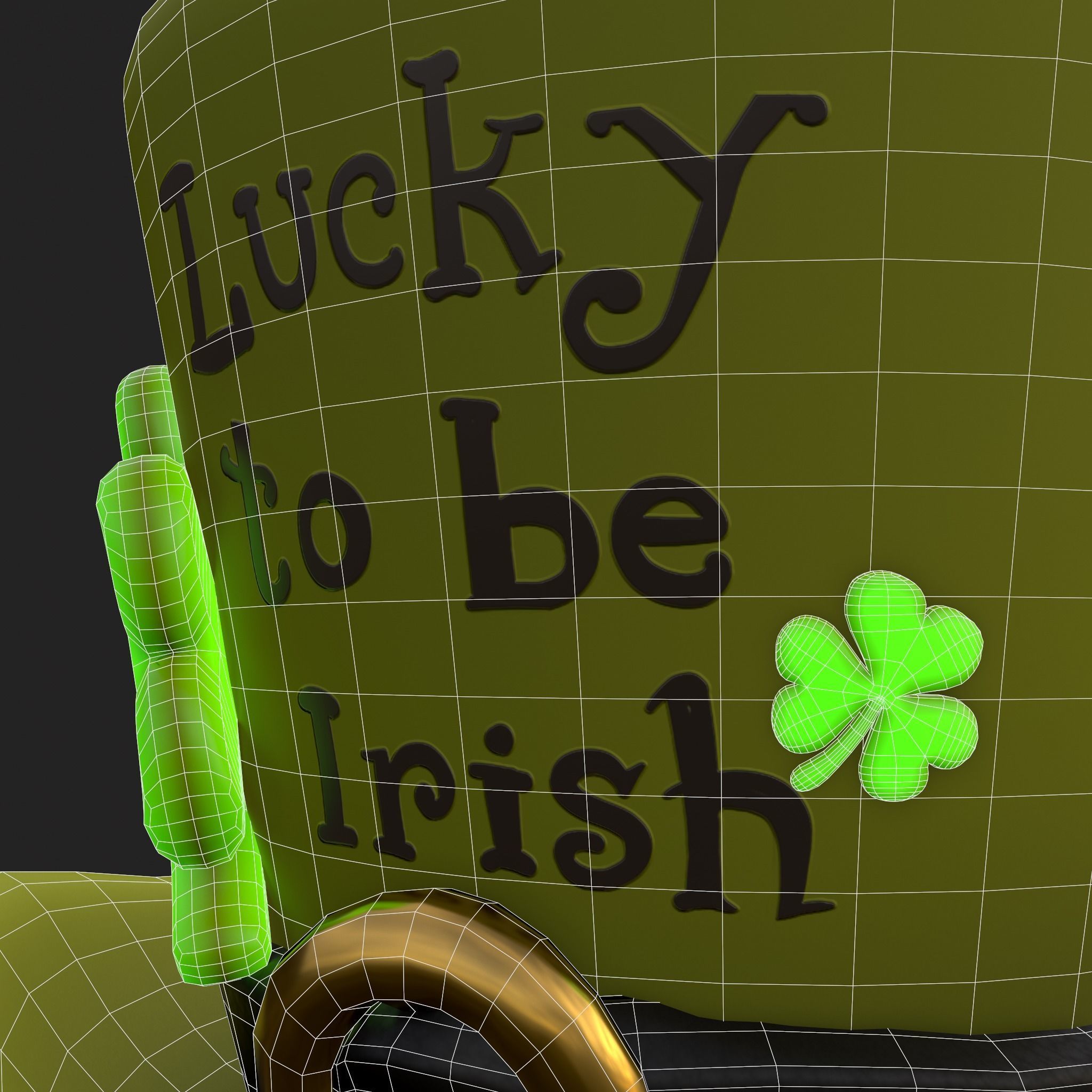 Lucky to be Irish Hat Low-poly 3D model_16