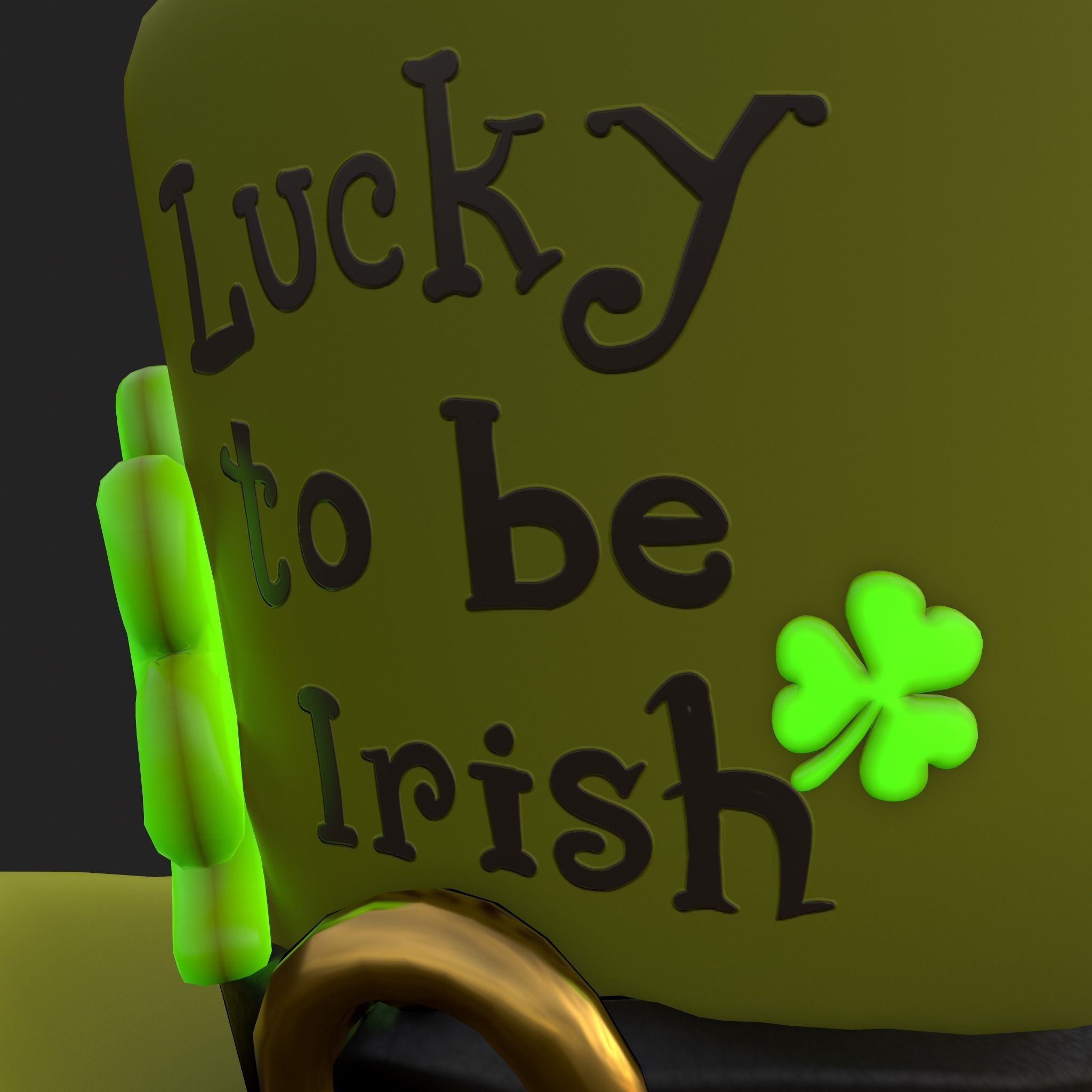 Lucky to be Irish Hat Low-poly 3D model_15
