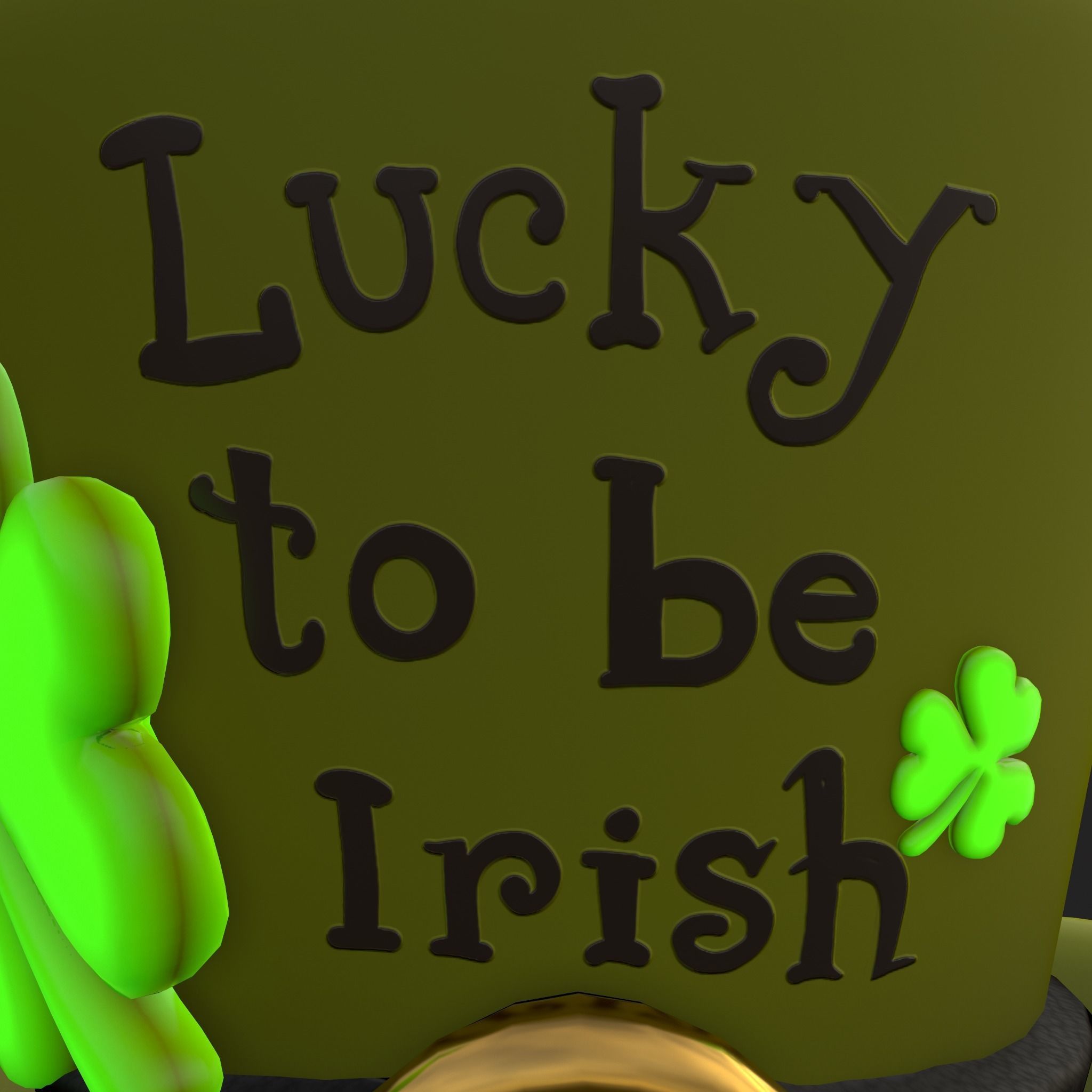 Lucky to be Irish Hat Low-poly 3D model_9