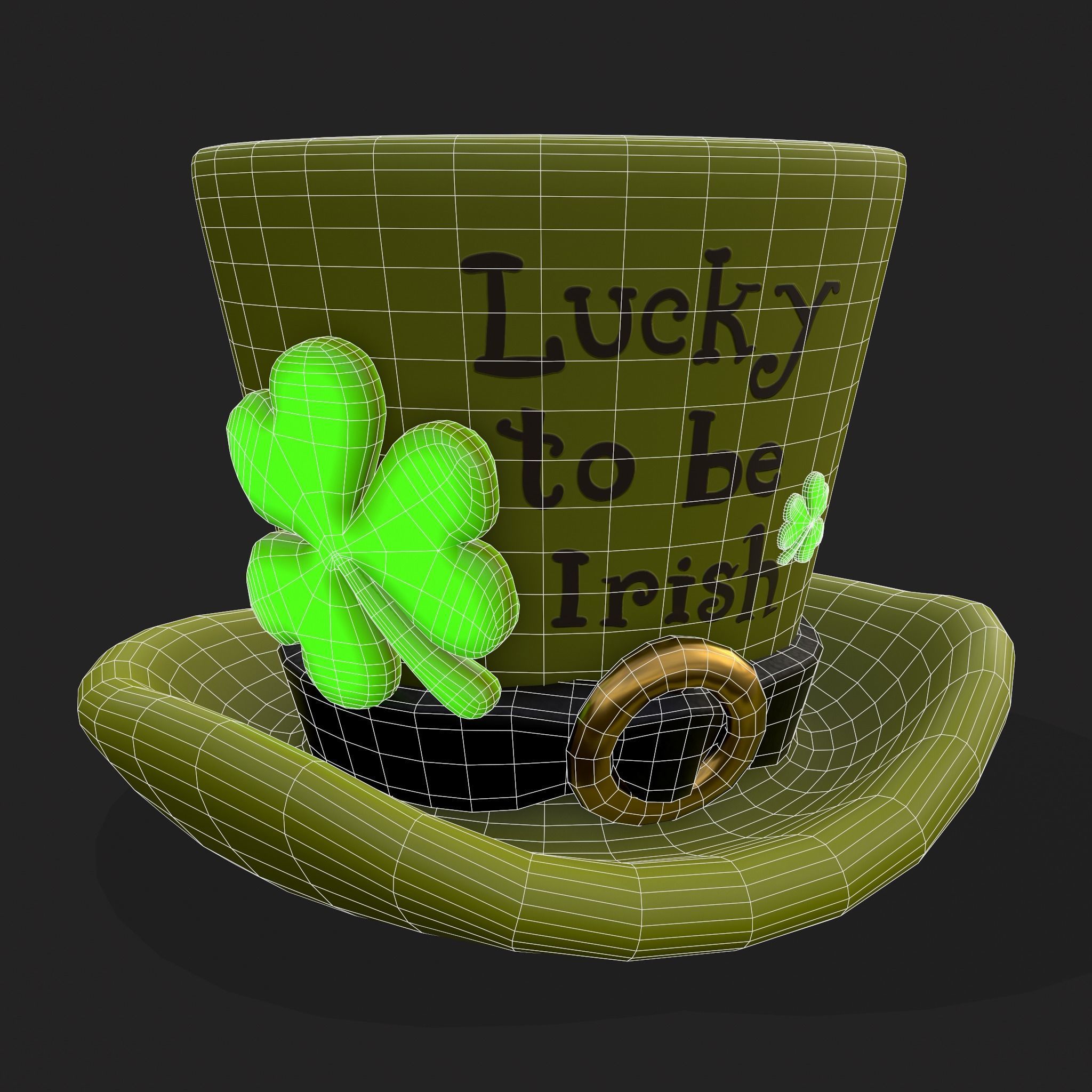 Lucky to be Irish Hat Low-poly 3D model_2