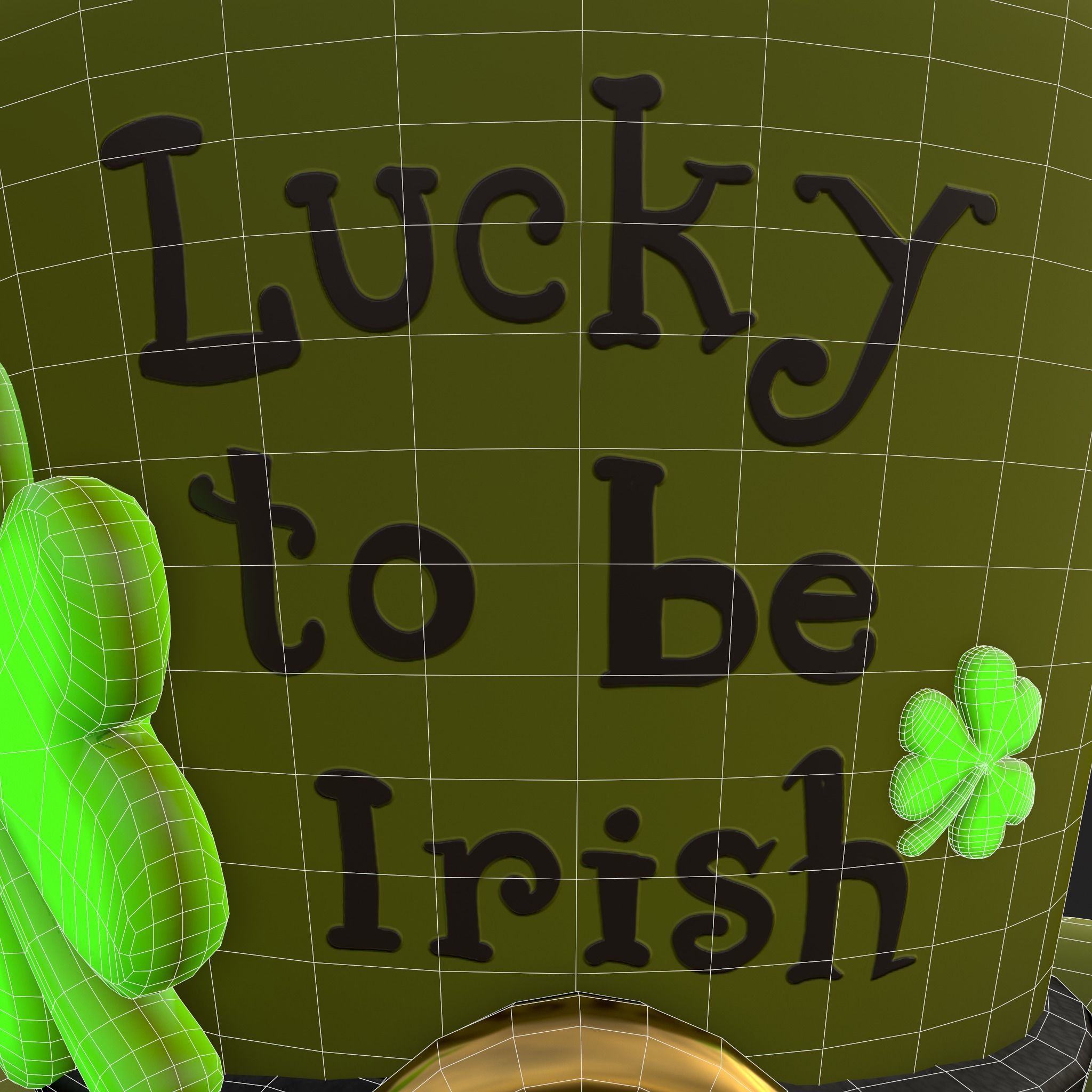 Lucky to be Irish Hat Low-poly 3D model_10