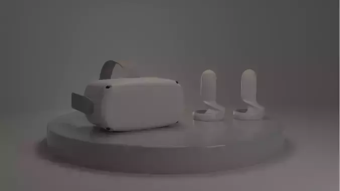 VR Headset and Controllers 3D model