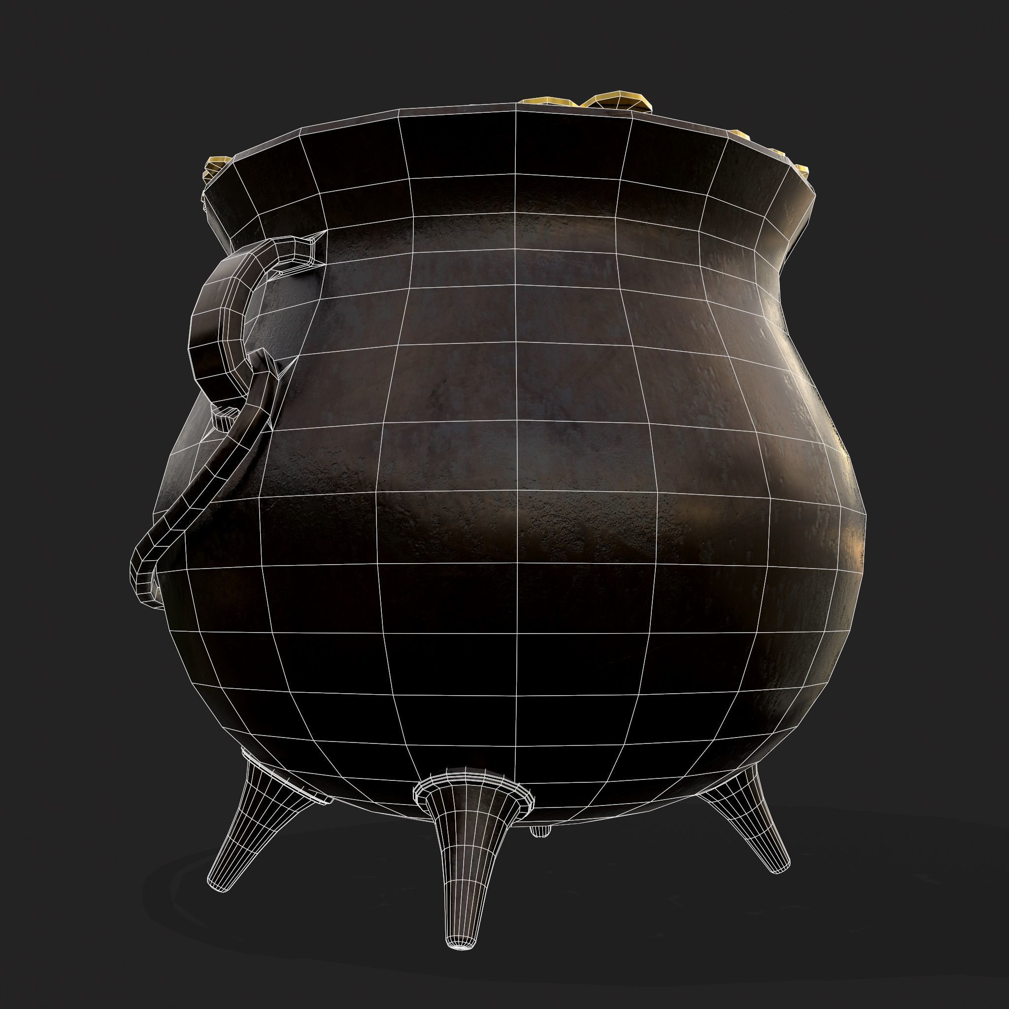Pot of Gold Low-poly 3D model_6
