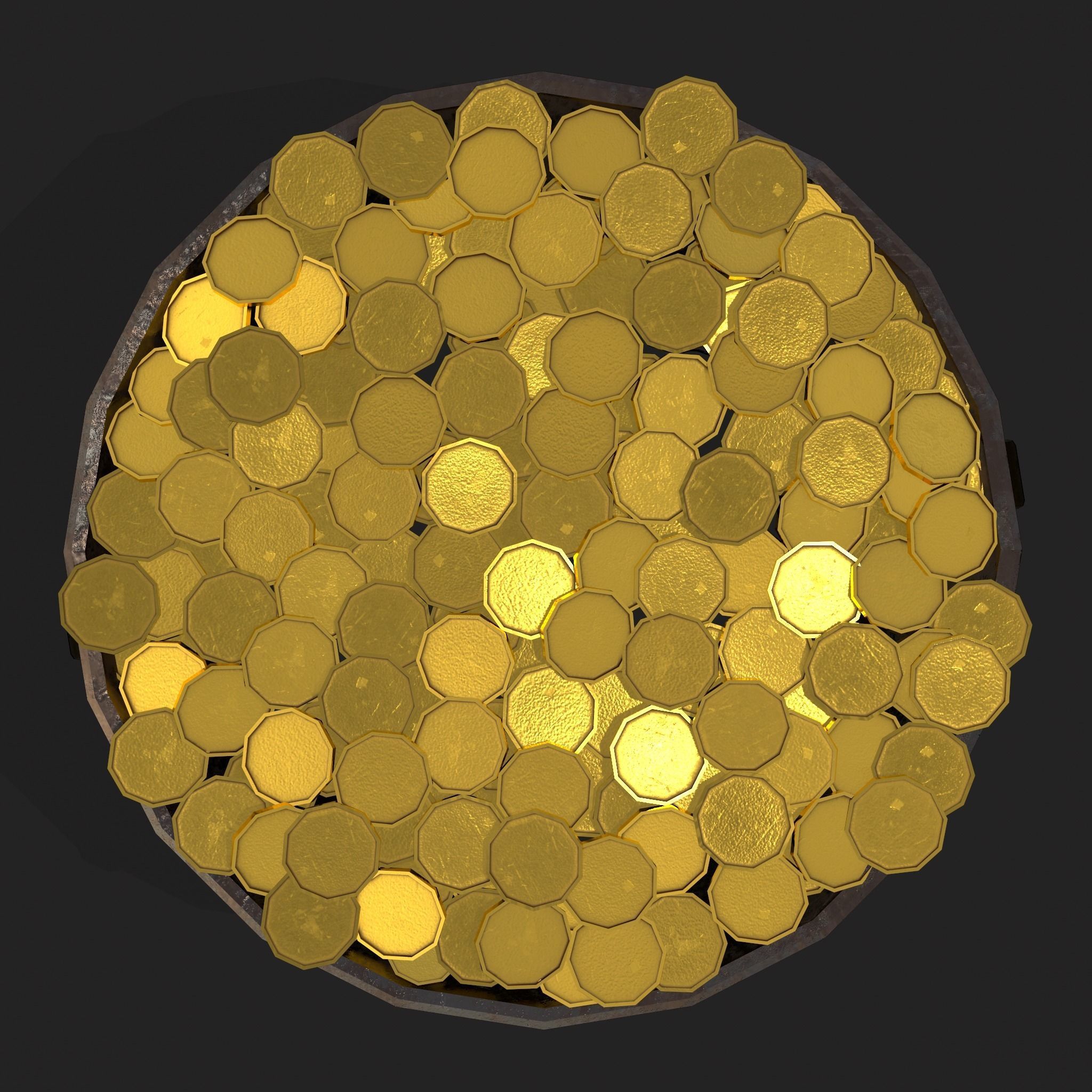 Pot of Gold Low-poly 3D model_11