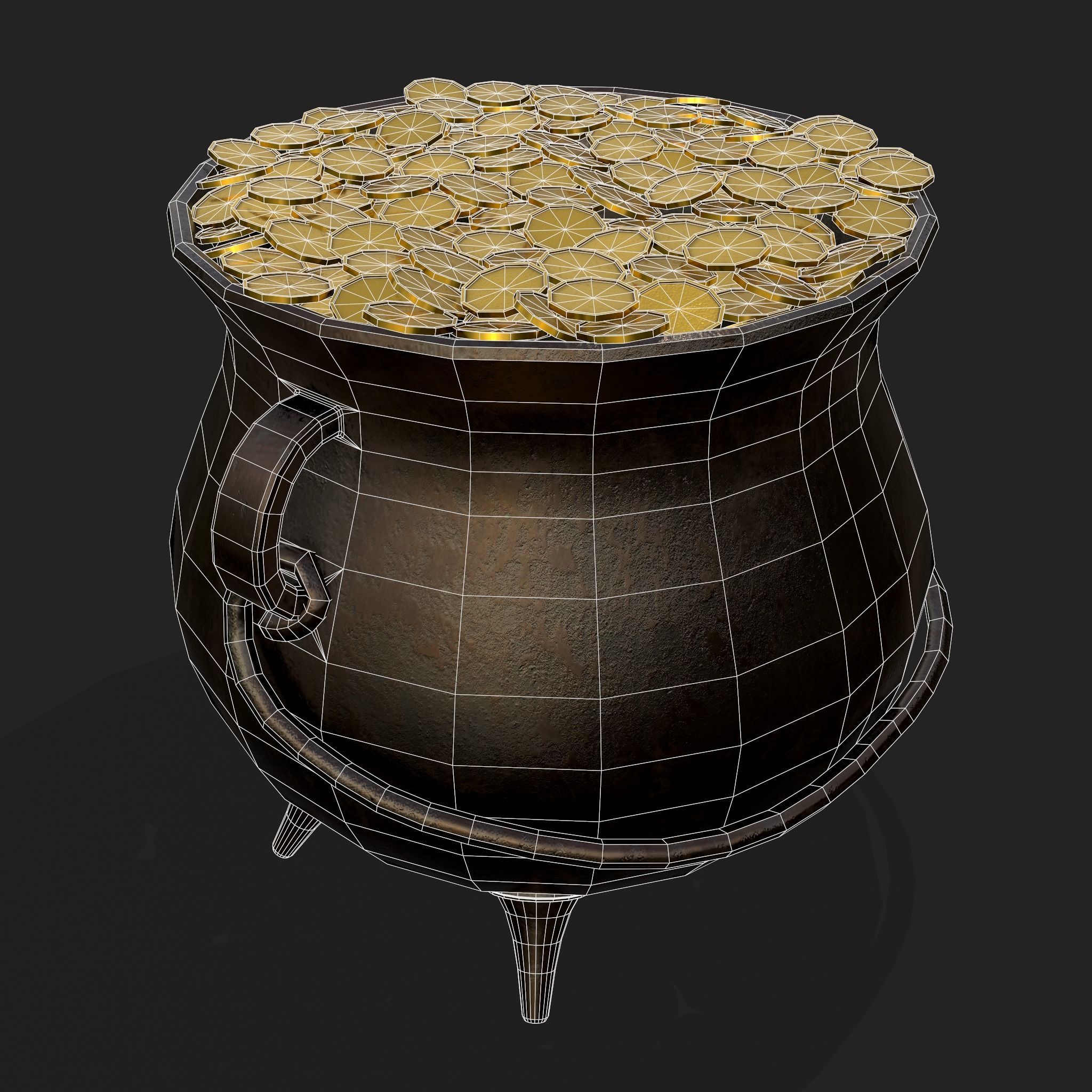 Pot of Gold Low-poly 3D model_20