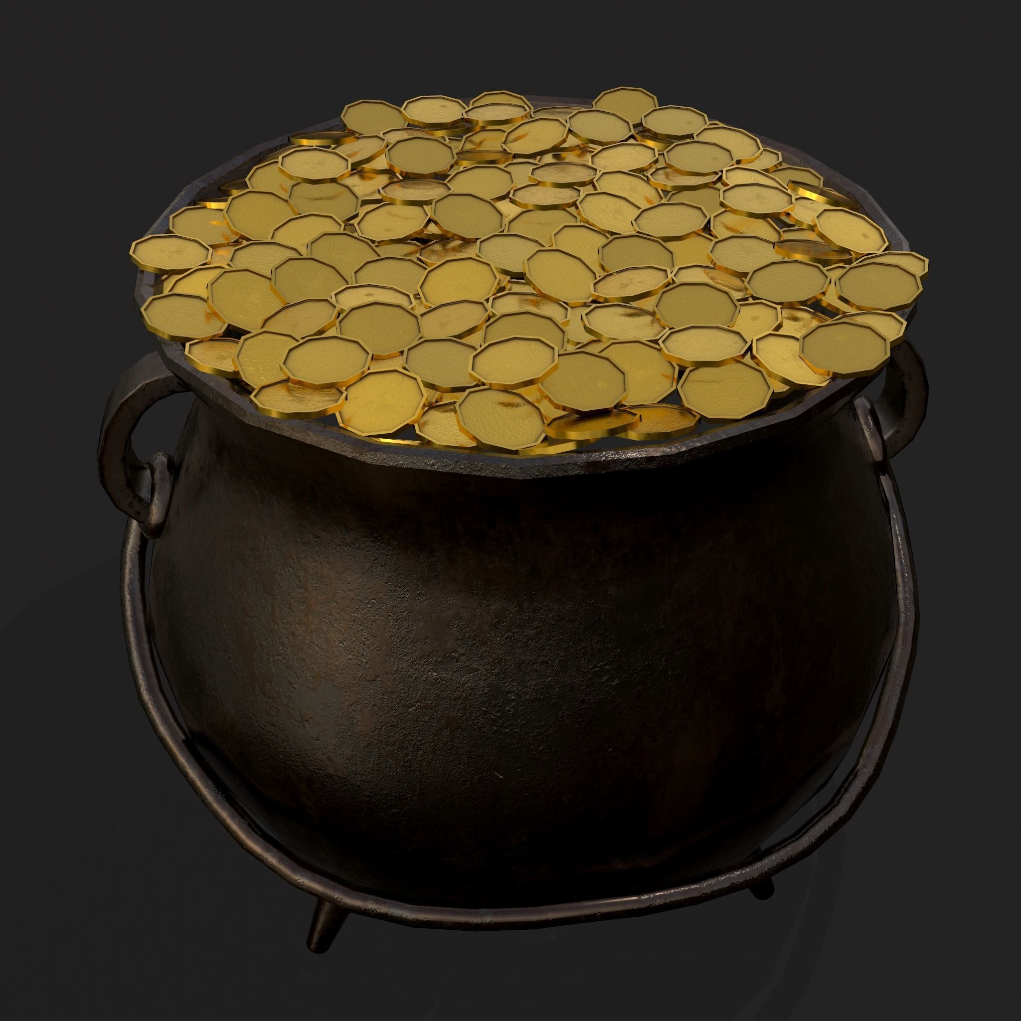 Pot of Gold Low-poly 3D model_9