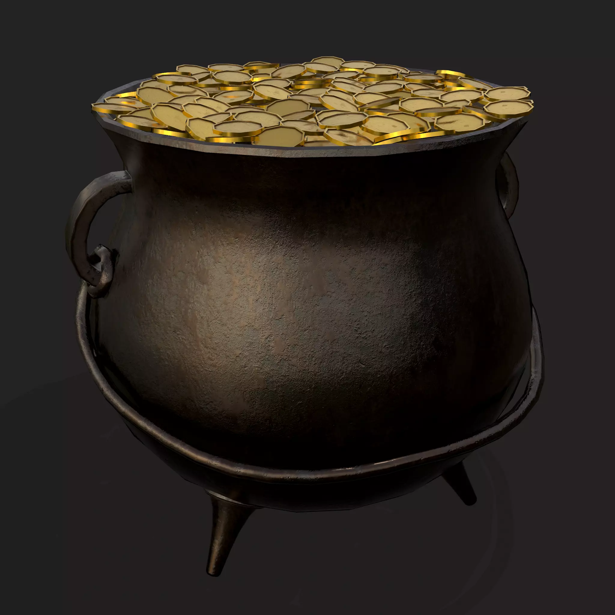 Pot of Gold Low-poly 3D model_0