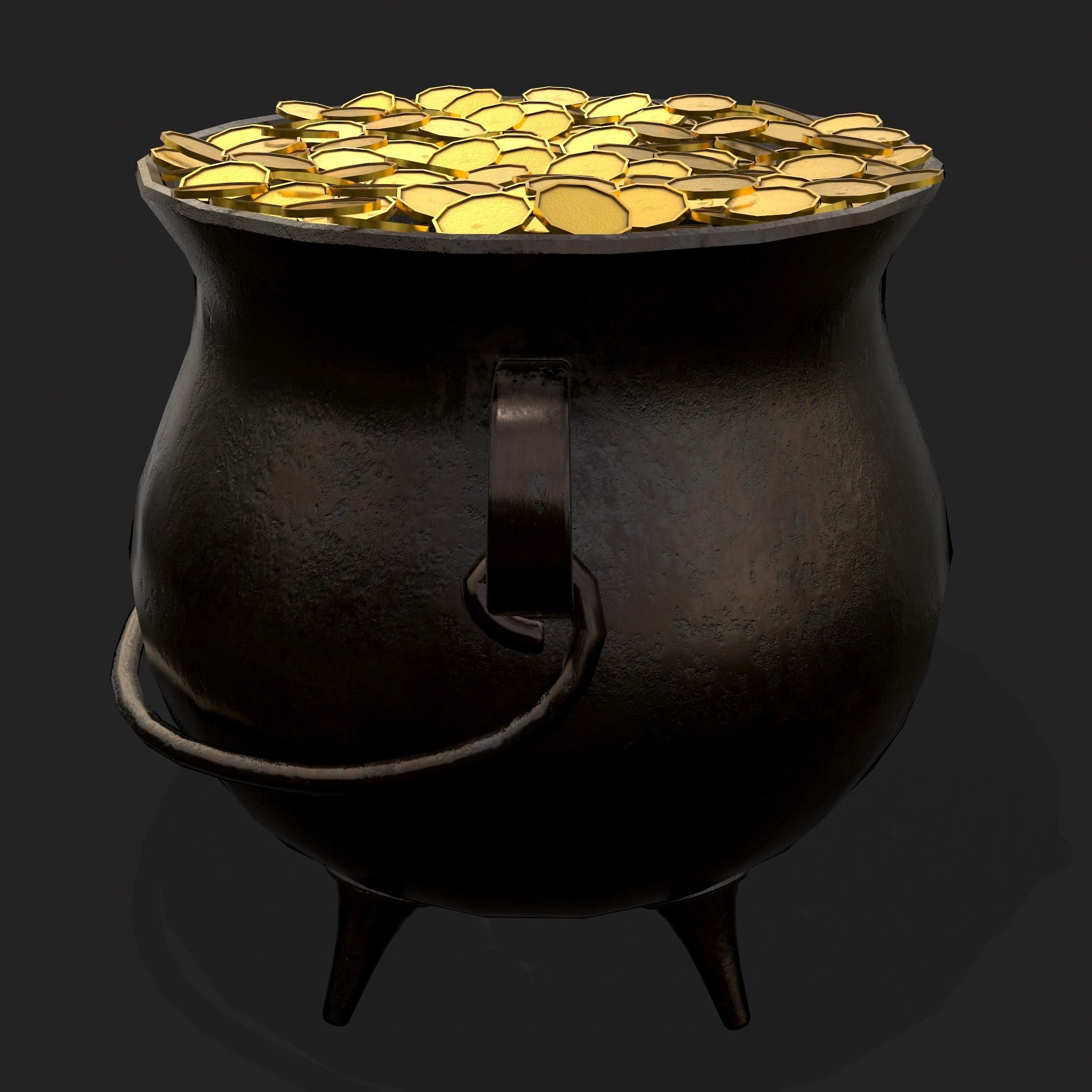 Pot of Gold Low-poly 3D model_17