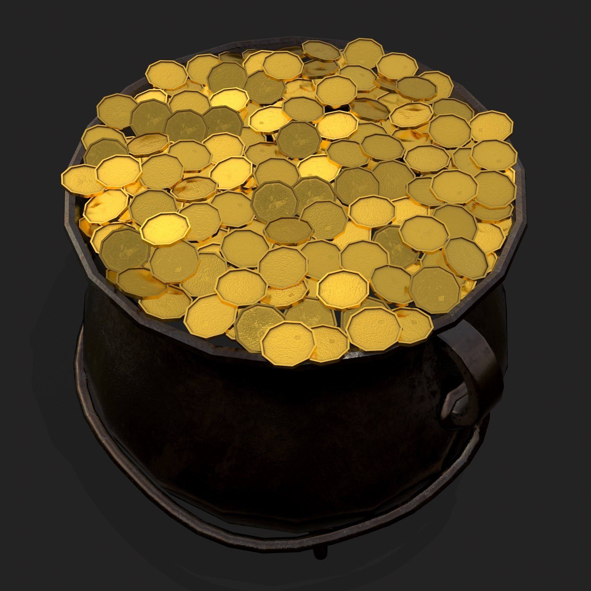 Pot of Gold Low-poly 3D model_3