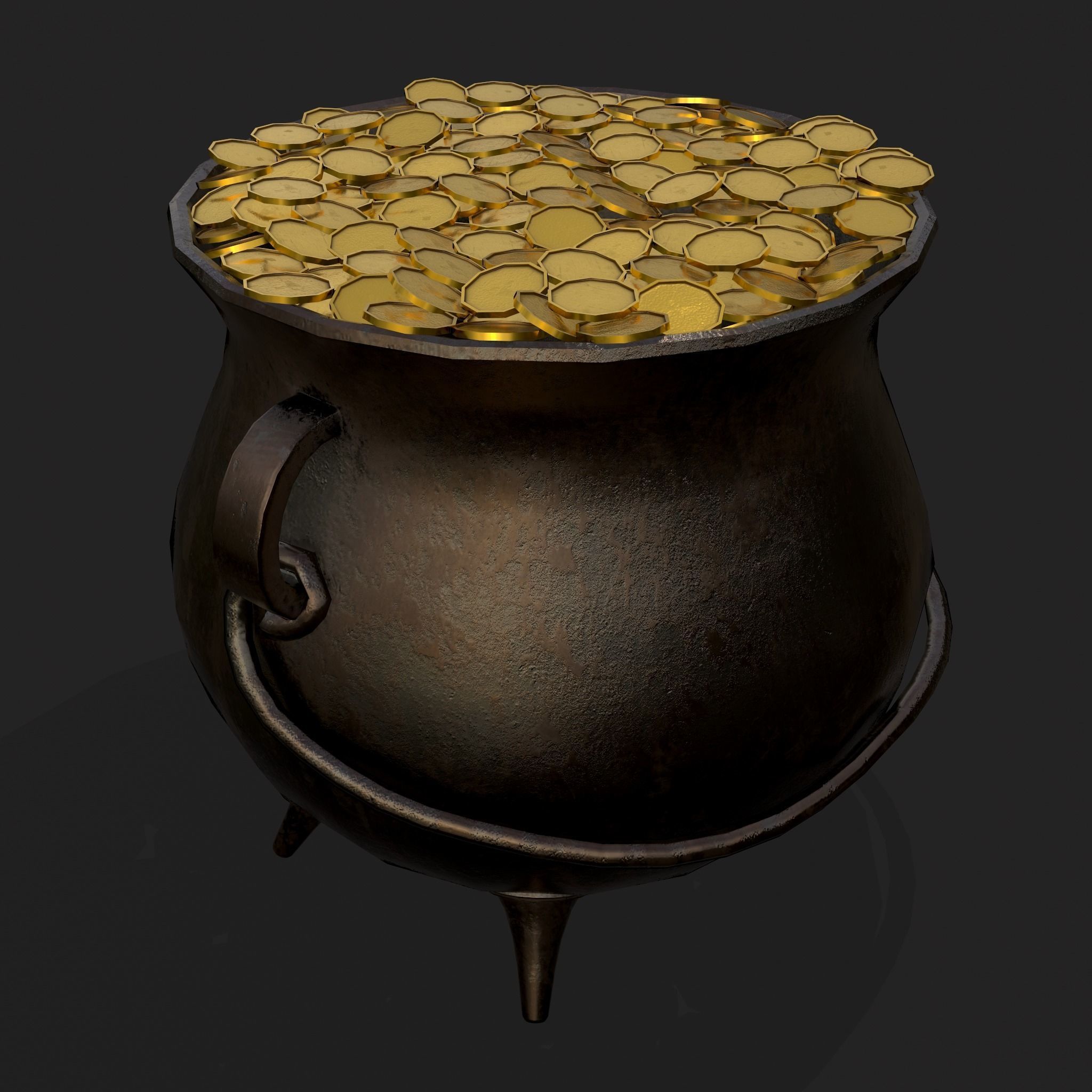 Pot of Gold Low-poly 3D model_19