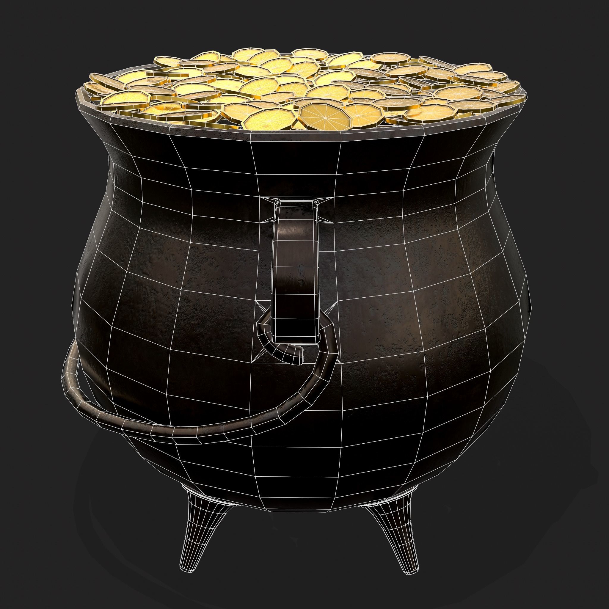 Pot of Gold Low-poly 3D model_18