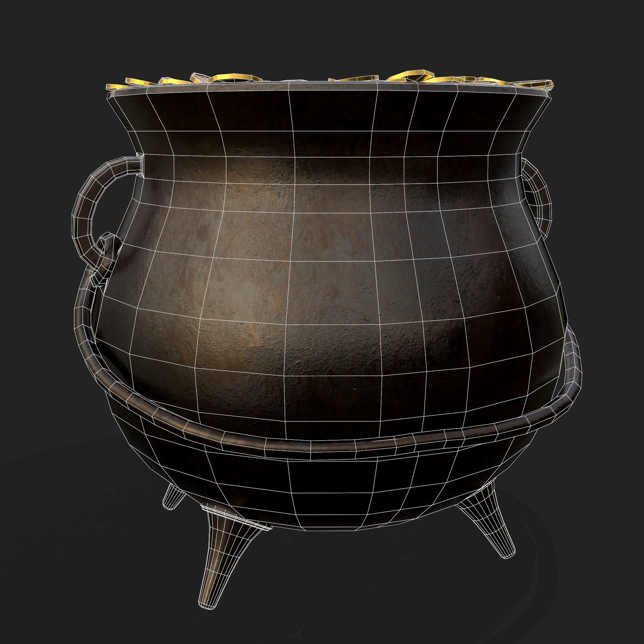 Pot of Gold Low-poly 3D model_8