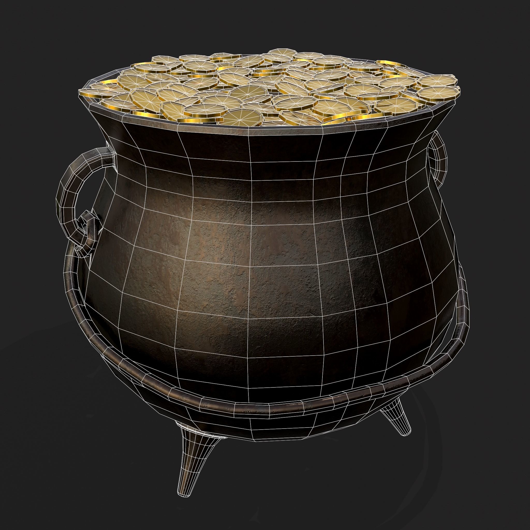 Pot of Gold Low-poly 3D model_2
