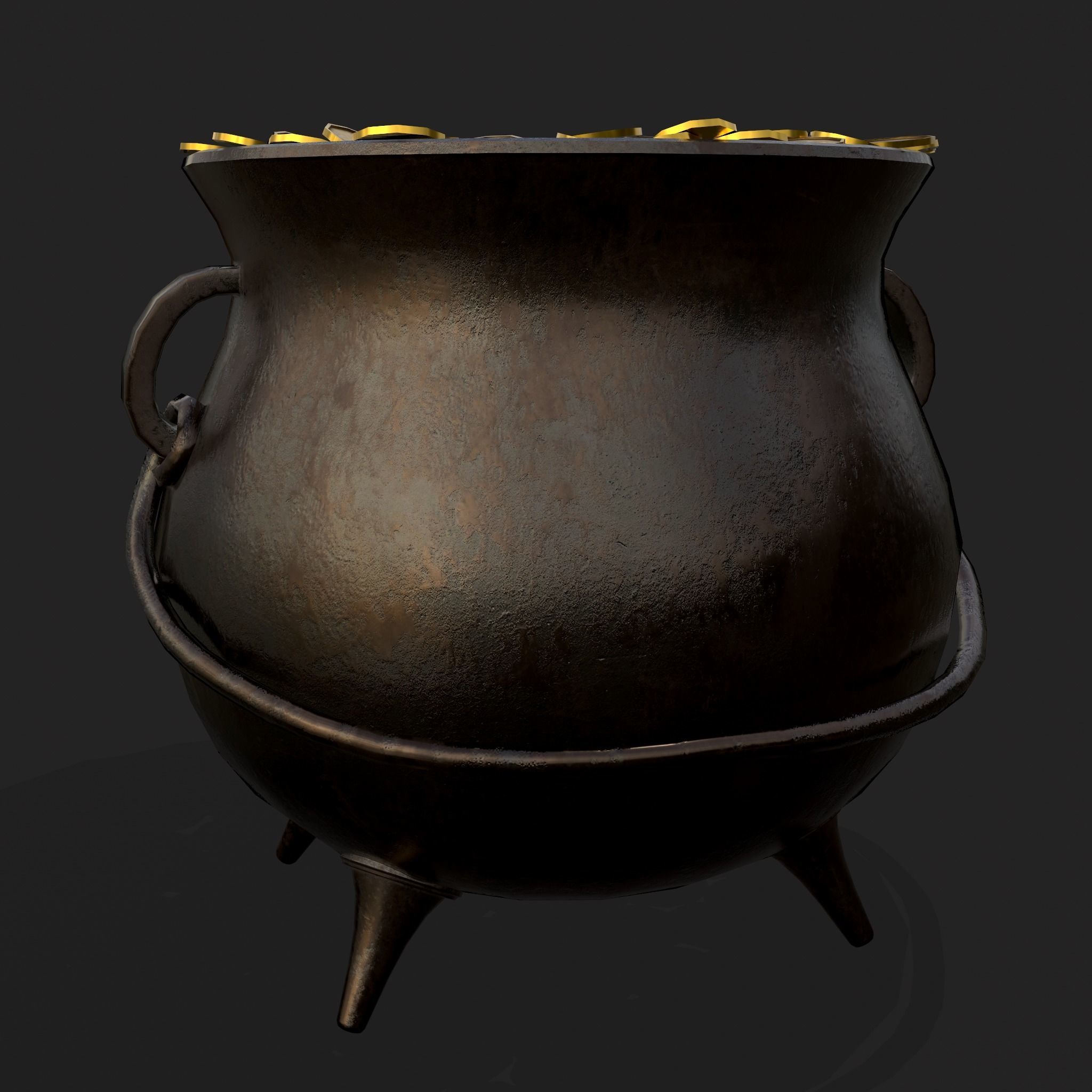 Pot of Gold Low-poly 3D model_7