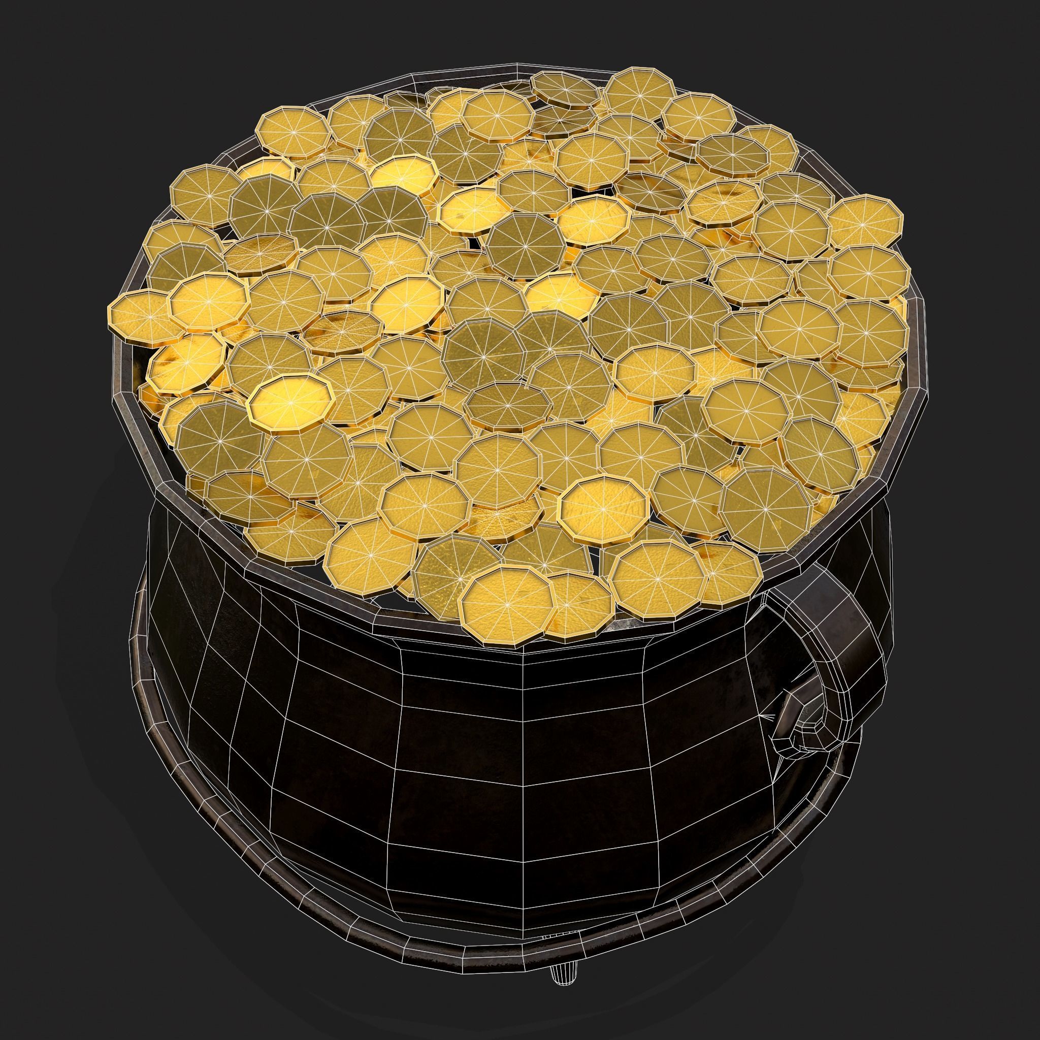 Pot of Gold Low-poly 3D model_4