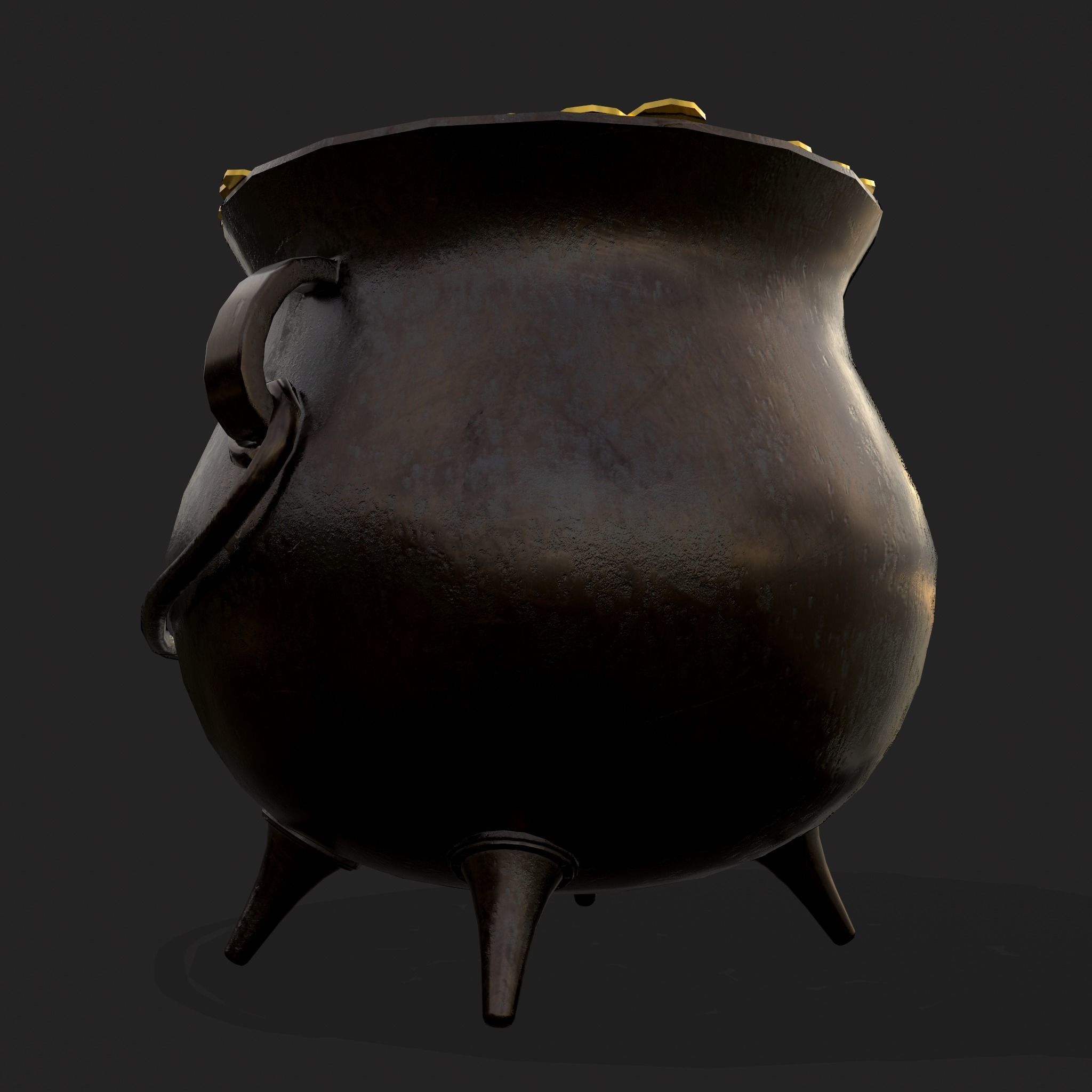 Pot of Gold Low-poly 3D model_5