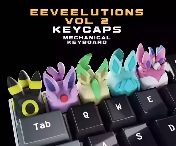 Eeveelutions Vol 2 Keycaps collection - Mechanical Keyboard  3D print model