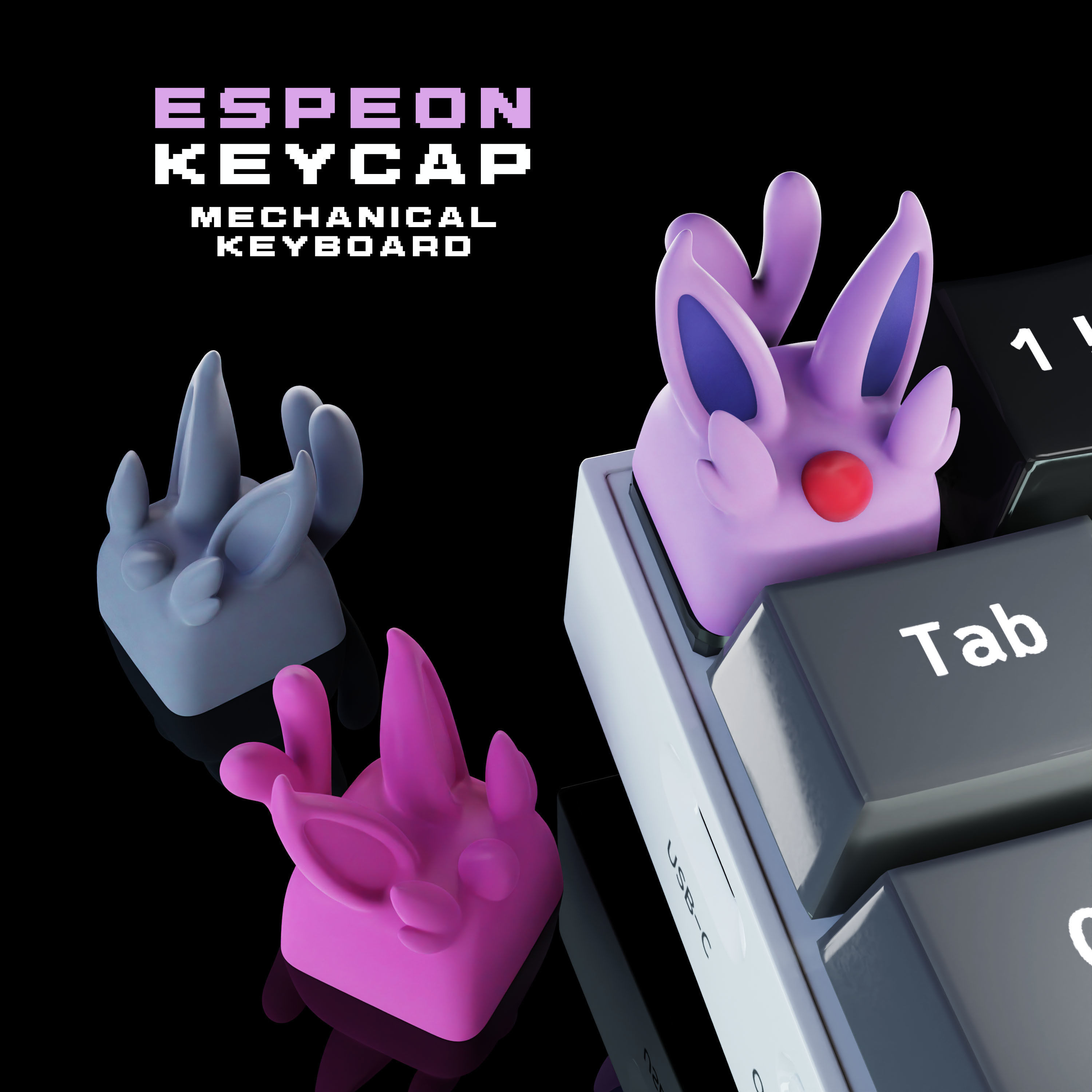 Eeveelutions Vol 2 Keycaps collection - Mechanical Keyboard  3D print model_2