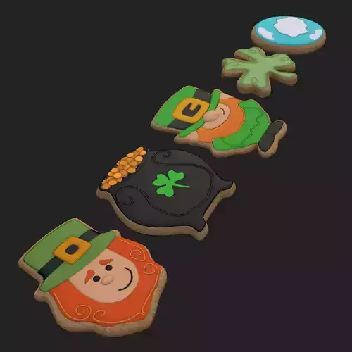 St Patricks Day Five Cookies  Low-poly 3D model