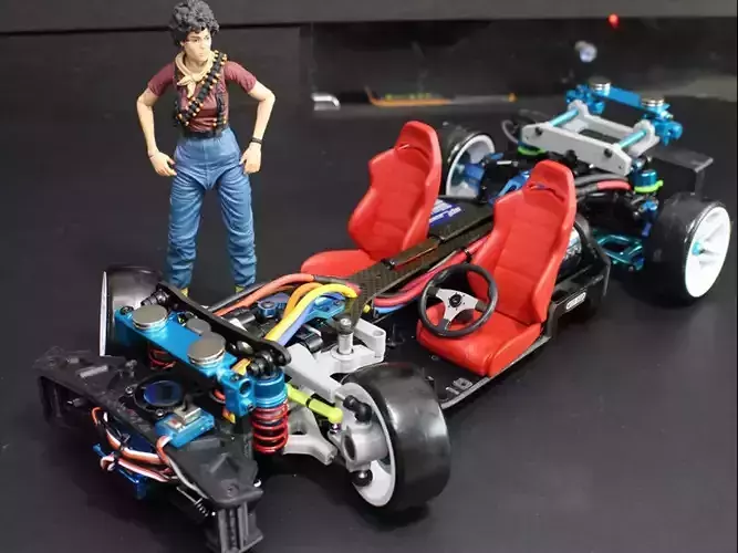 TT01 RWD conversion kit wit interior parts 3D print model 2