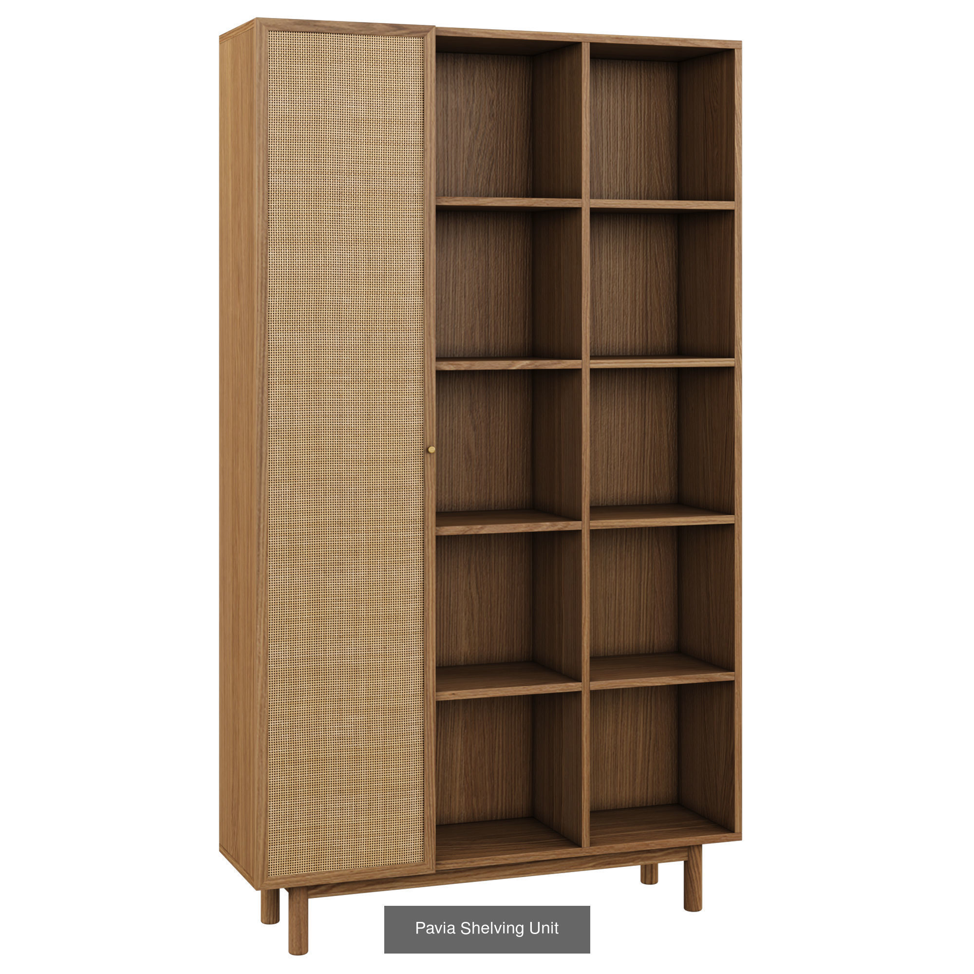 Pavia Collection wooden cabinet with rattan shelves and drawers _9