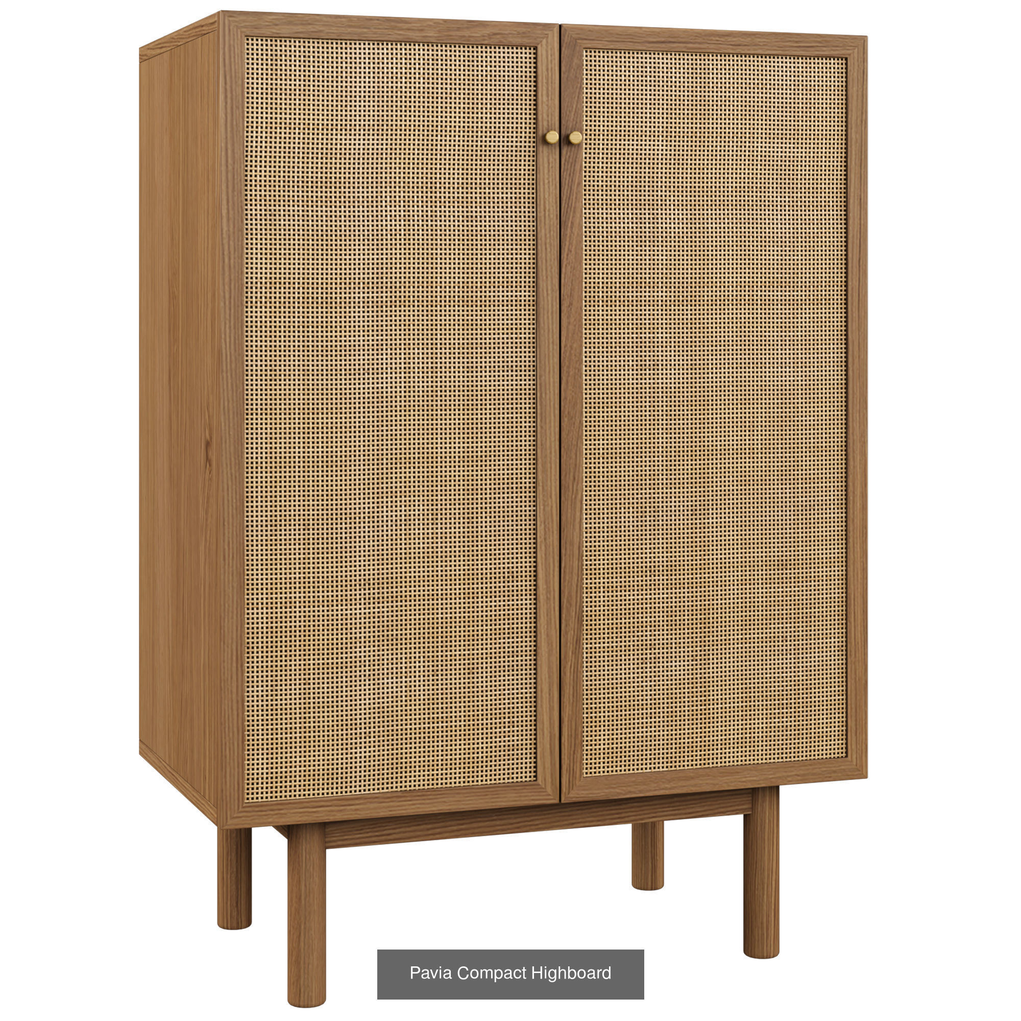 Pavia Collection wooden cabinet with rattan shelves and drawers _4