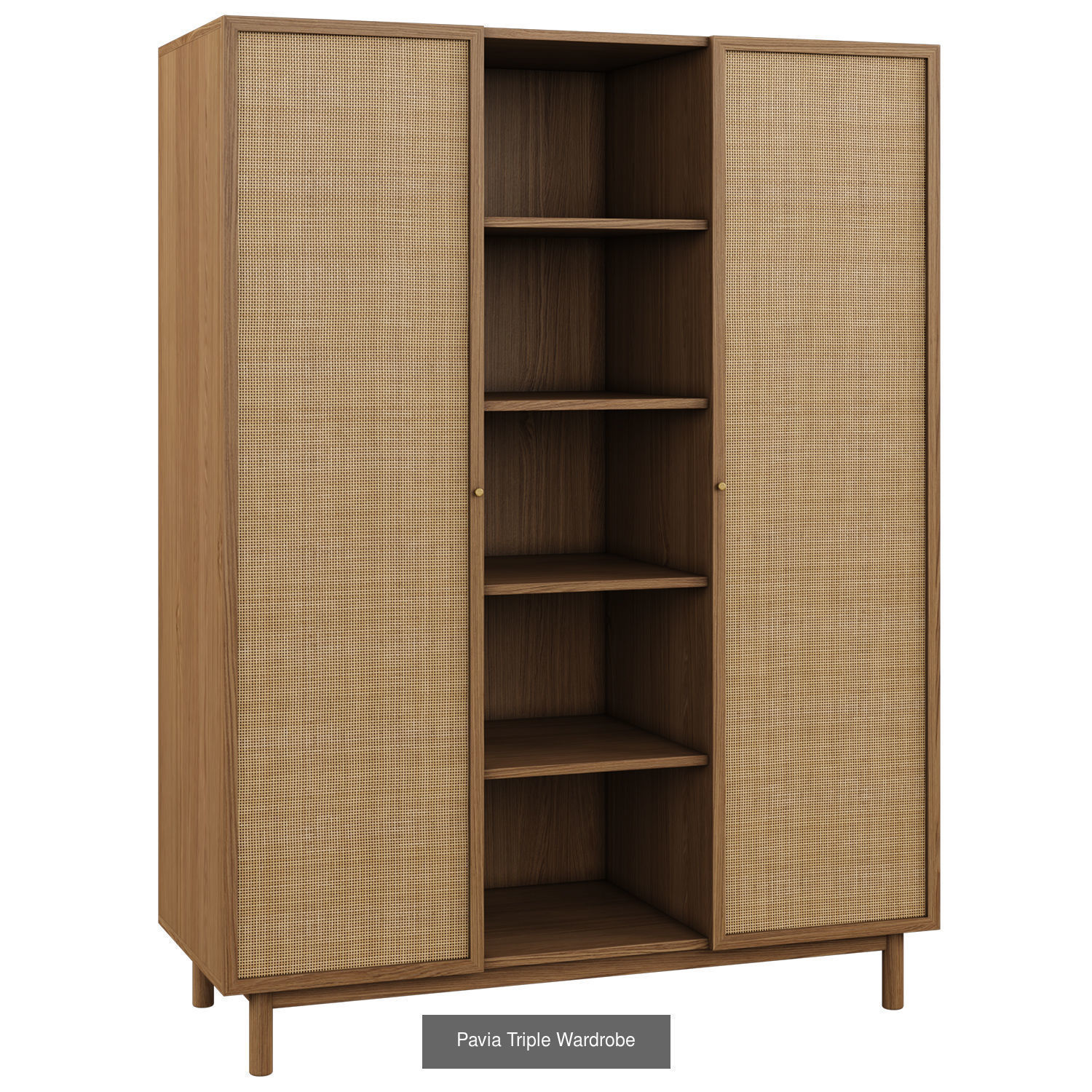 Pavia Collection wooden cabinet with rattan shelves and drawers _13