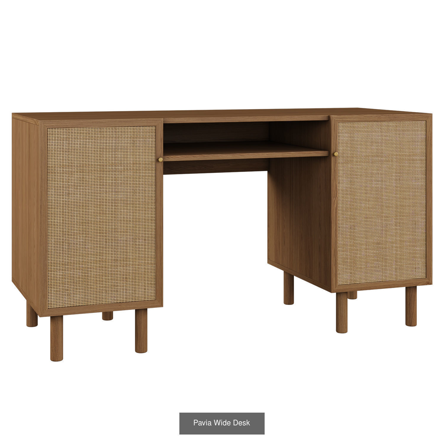 Pavia Collection wooden cabinet with rattan shelves and drawers _15