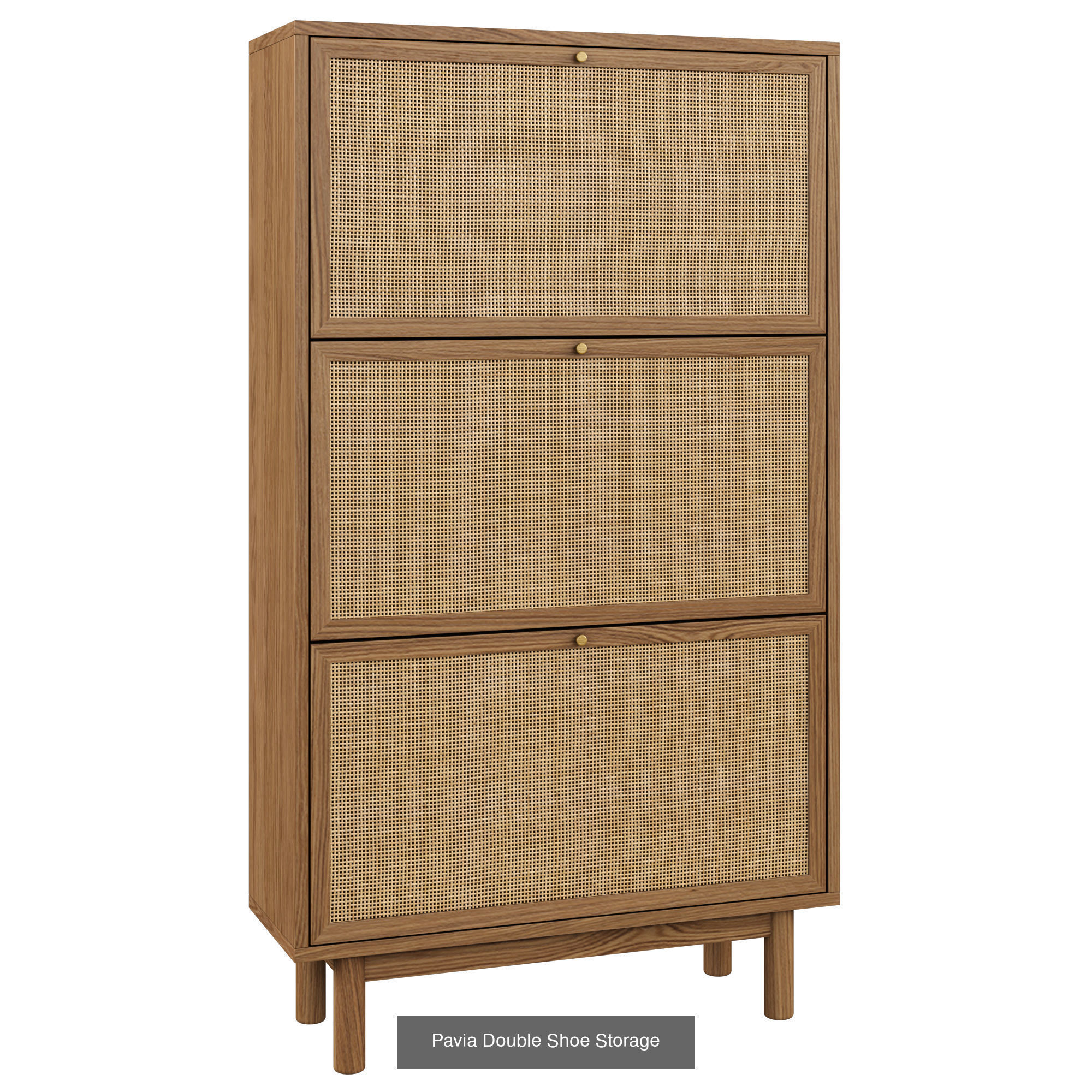 Pavia Collection wooden cabinet with rattan shelves and drawers _6