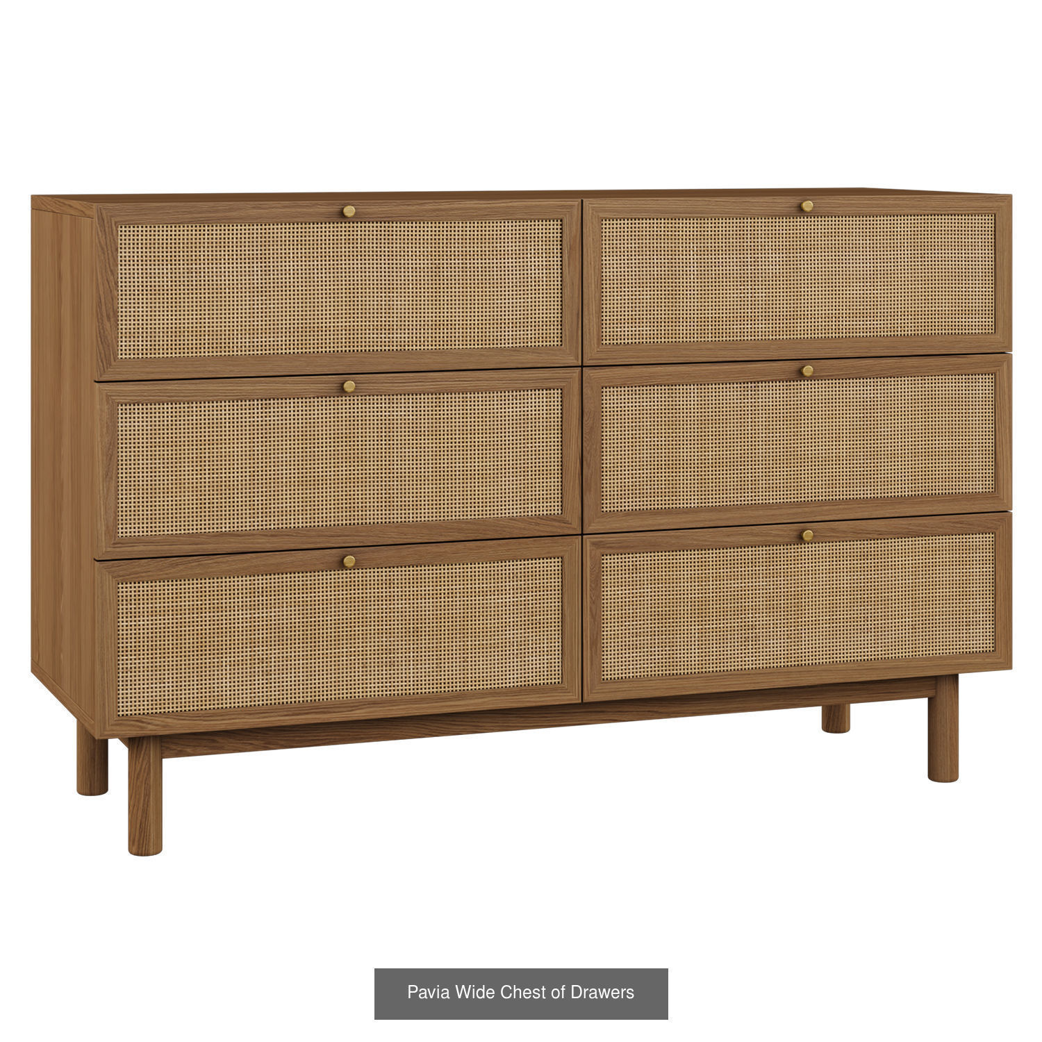 Pavia Collection wooden cabinet with rattan shelves and drawers _14