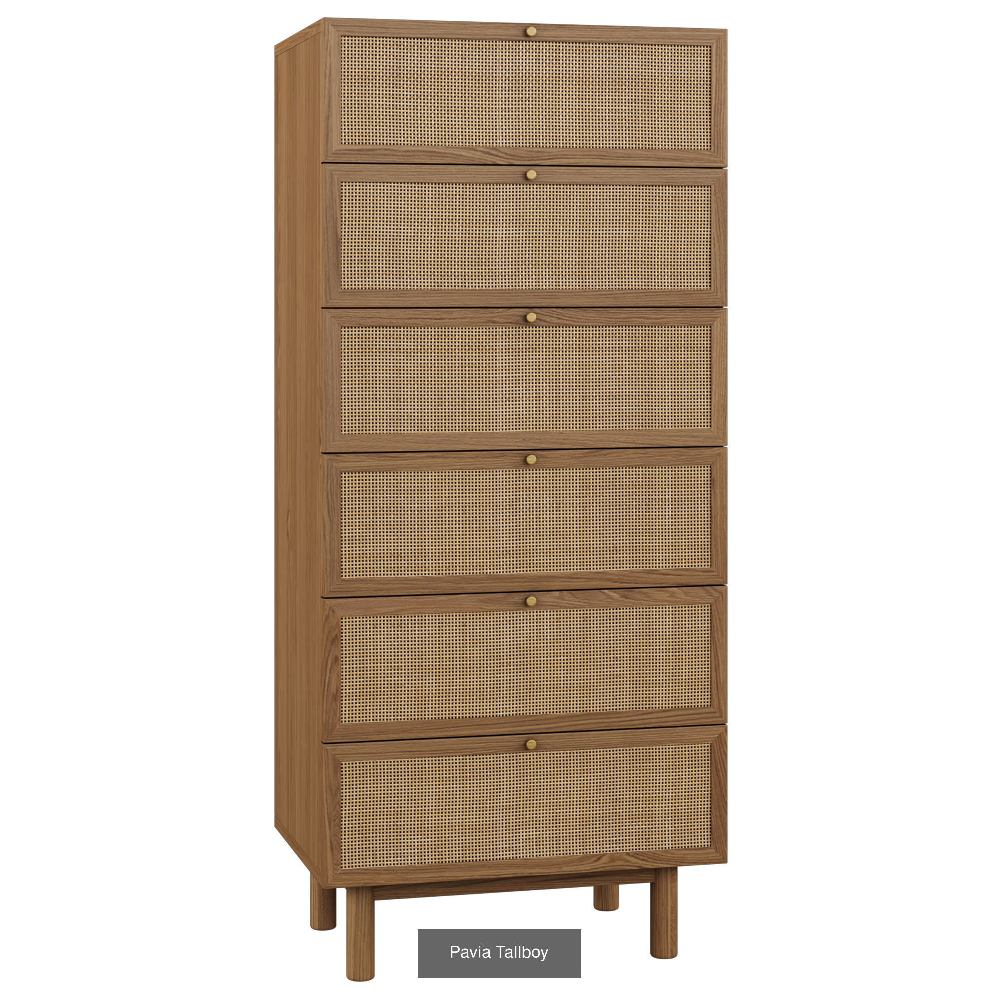 Pavia Collection wooden cabinet with rattan shelves and drawers _12
