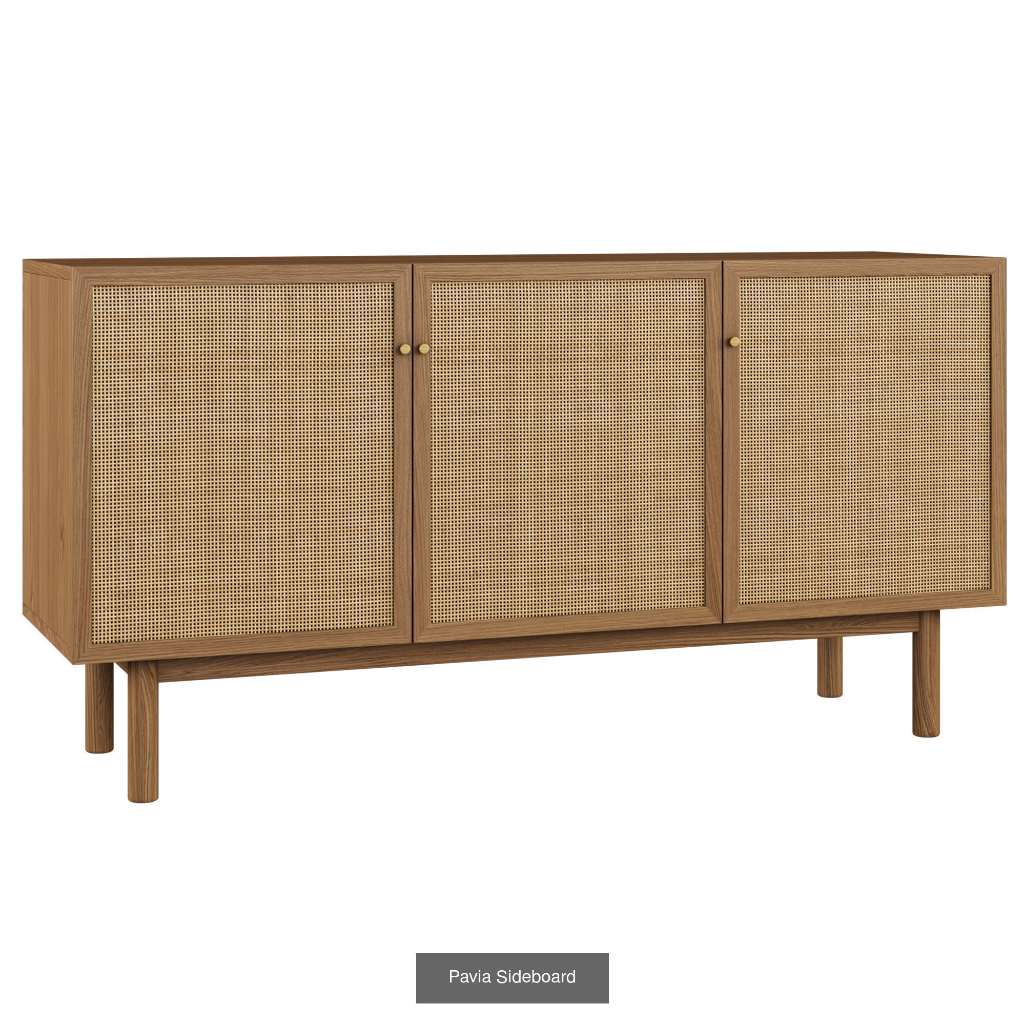 Pavia Collection wooden cabinet with rattan shelves and drawers _10