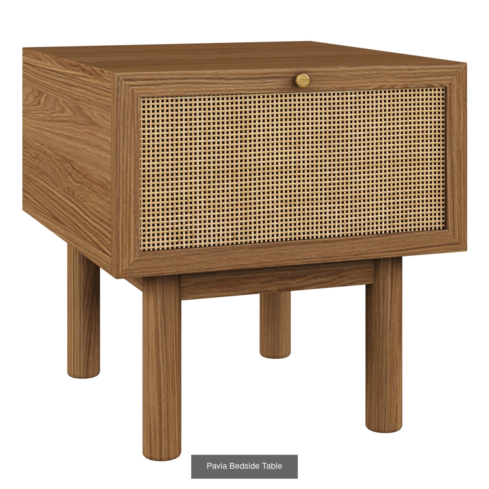 Pavia Collection wooden cabinet with rattan shelves and drawers _2