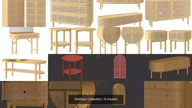 Ankhara Collection dresser with drawers made of rattan 