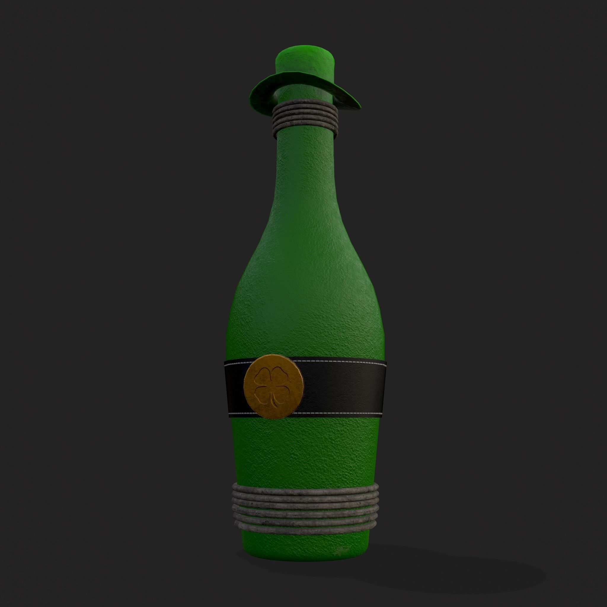 St Patricks Day Bottle Low-poly 3D model_21
